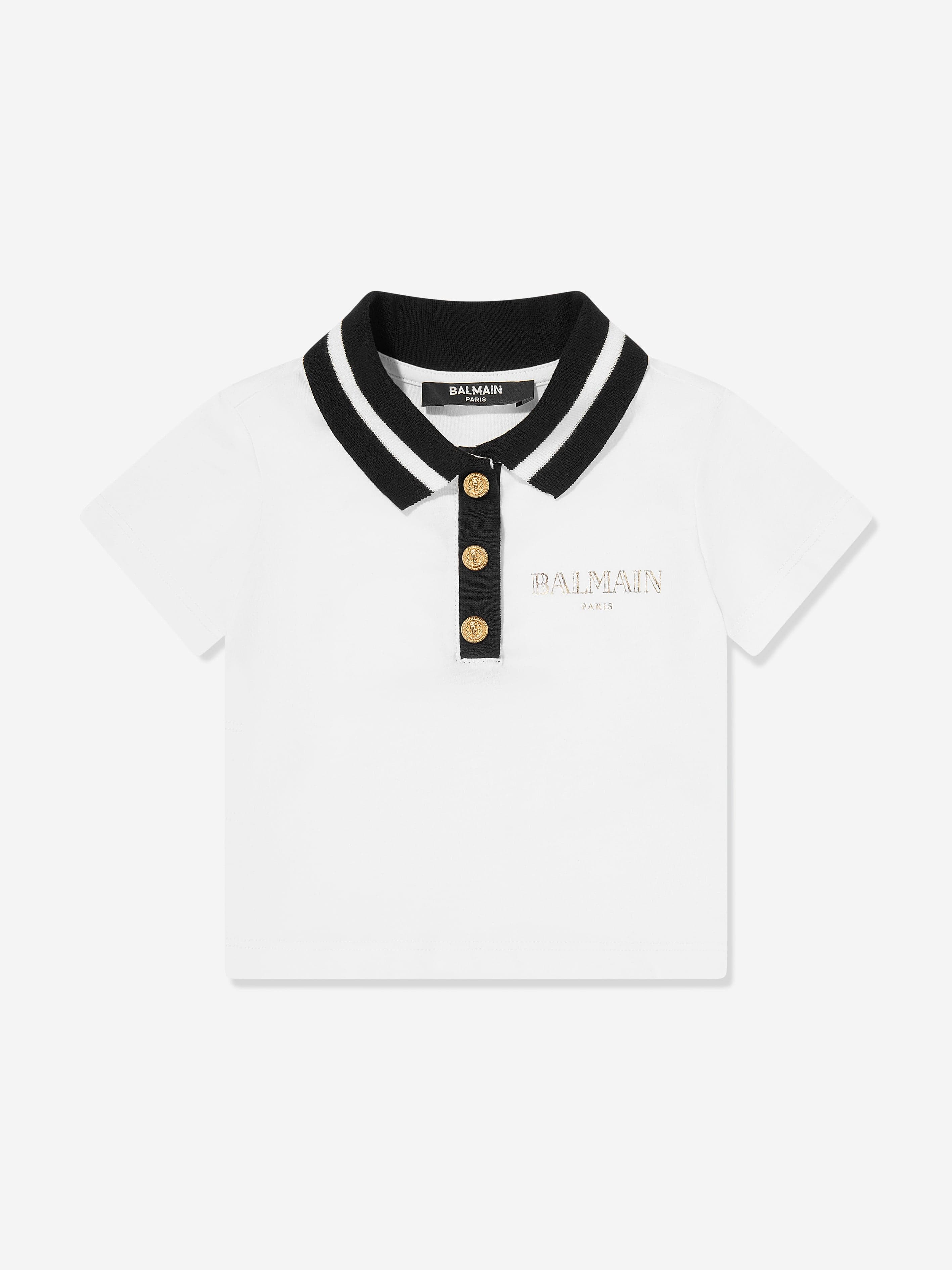 Balmain Baby Boys Polo Shirt in White Buy Cheap How Much