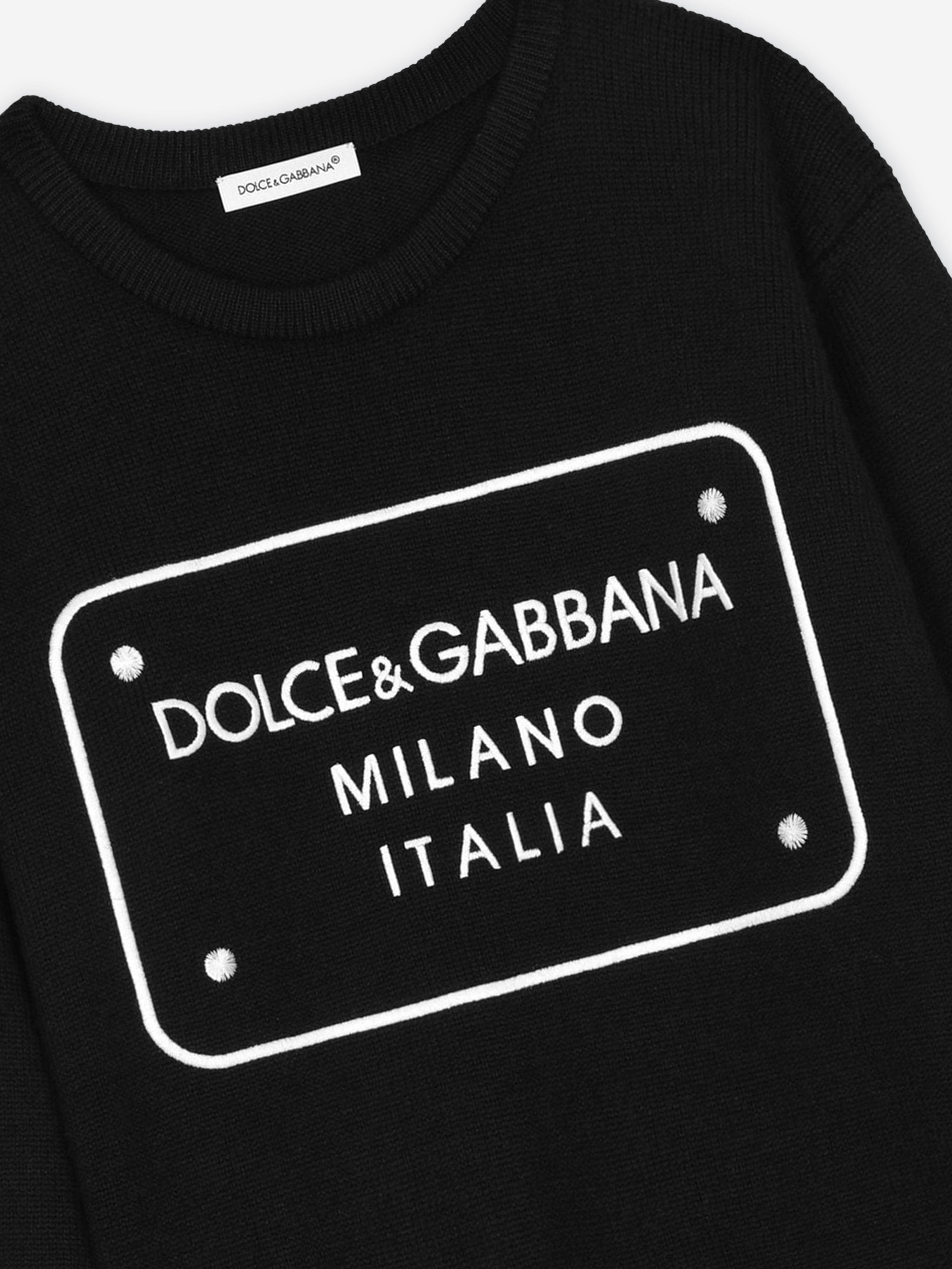 Dolce & Gabbana Boys Logo Tag Jumper in Black Cheap Sale Best Store To Get