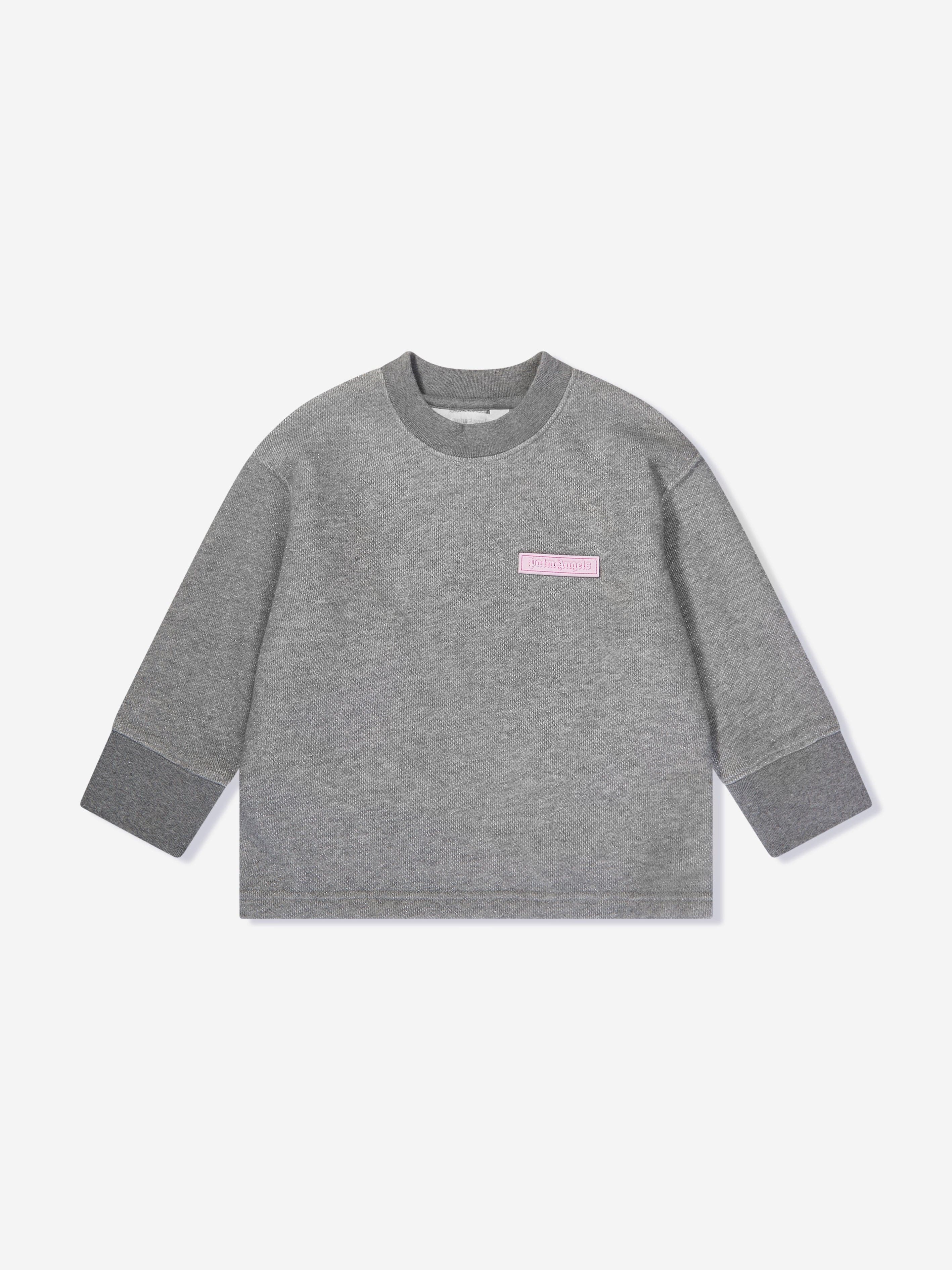 Palm Angels Girls Lurex Open Back Sweatshirt in Grey Perfect Sale Online