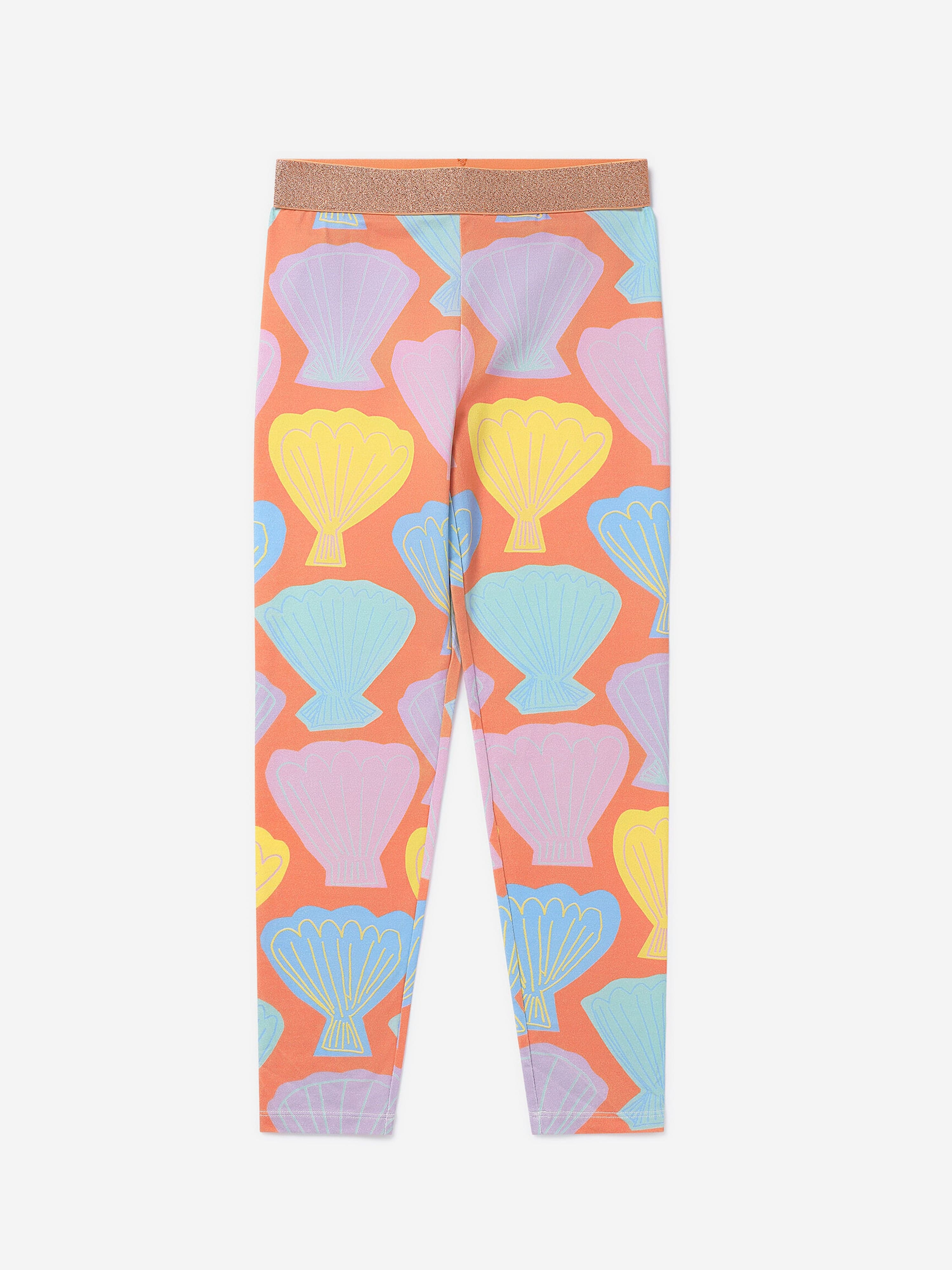 Stella McCartney Girls Shell Print Leggings in Orange For Nice