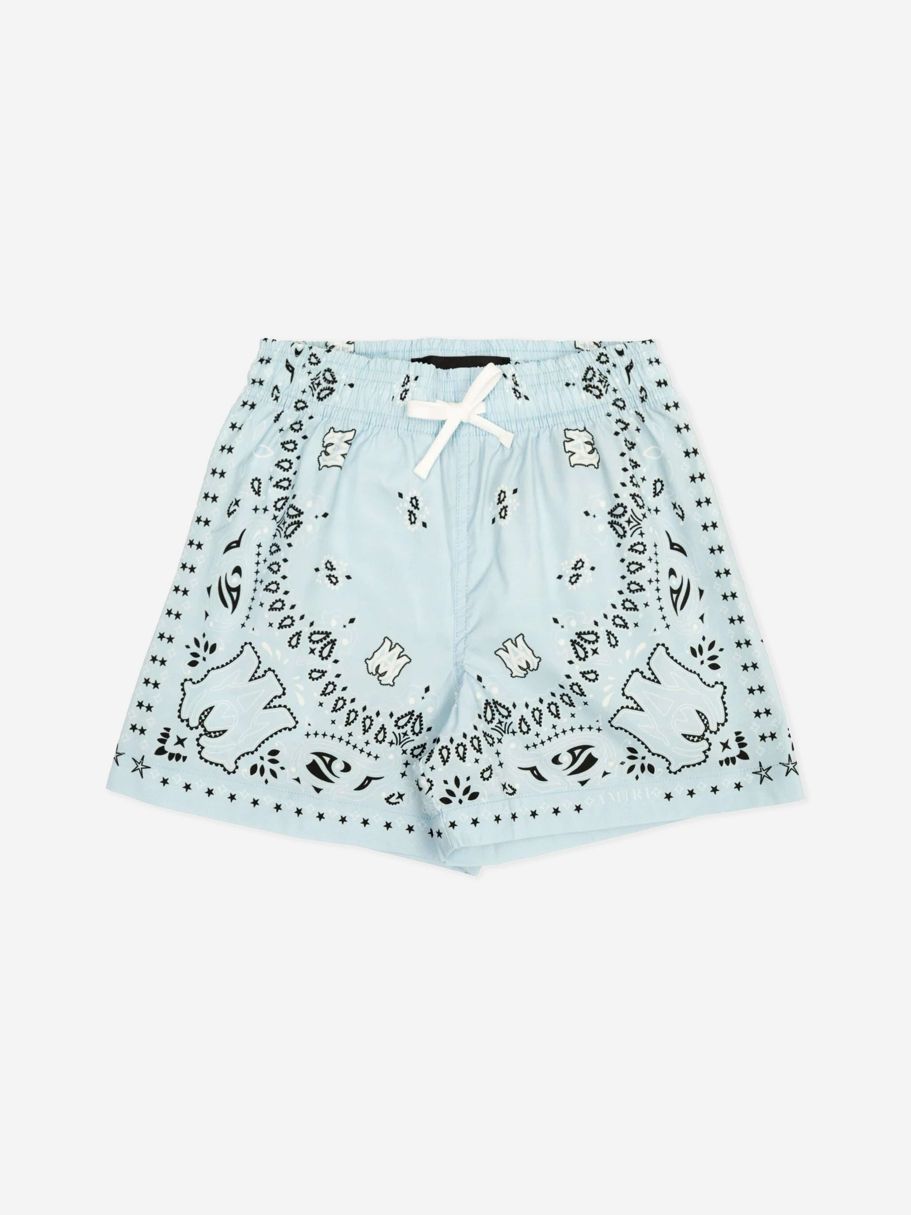 Amiri Boys Bandana Swim Trunks in Blue Best Pices