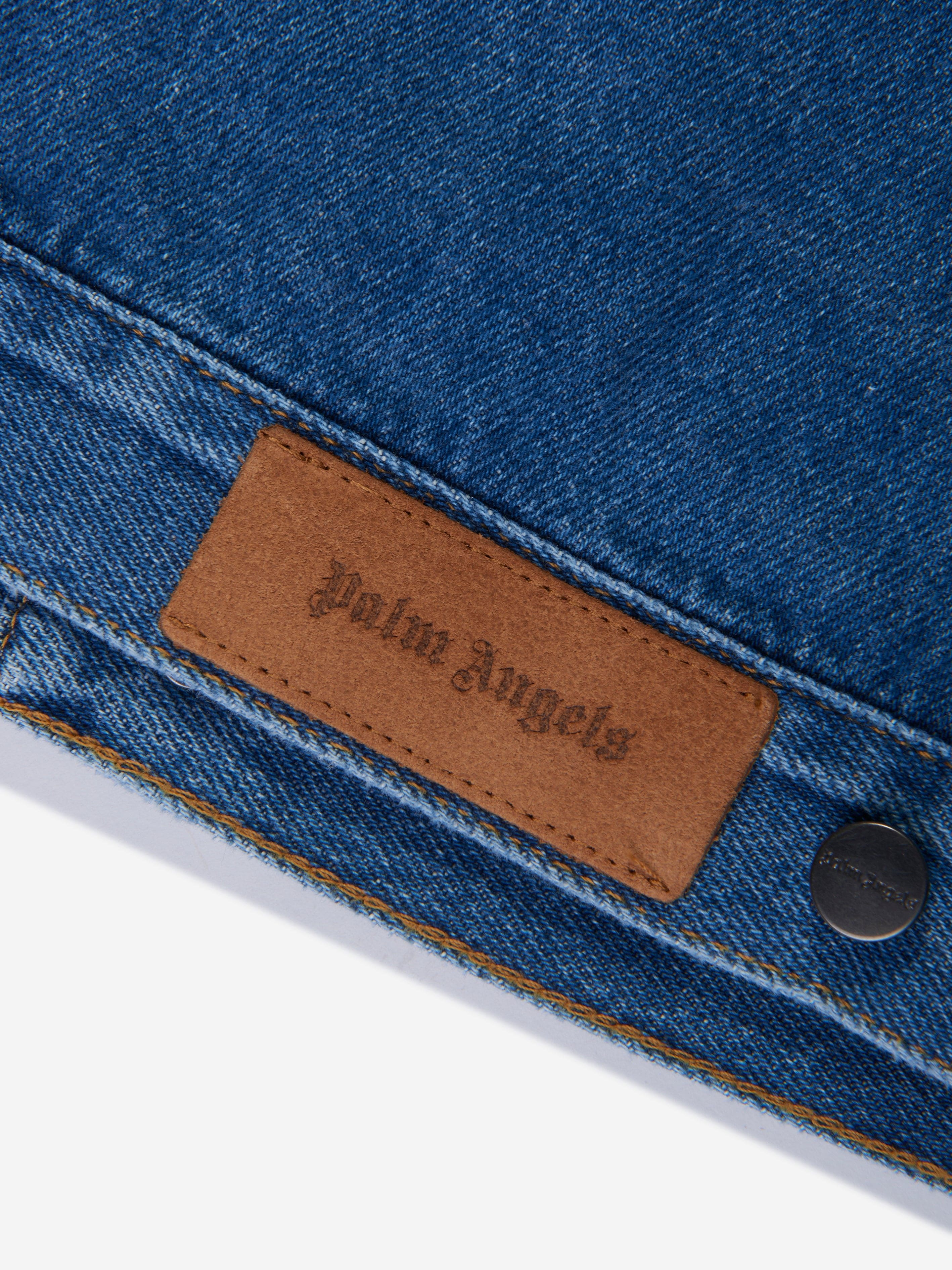 Palm Angels Boys Overlogo Denim Jacket in Blue Cheap Sale Low Pice Fee Shipping