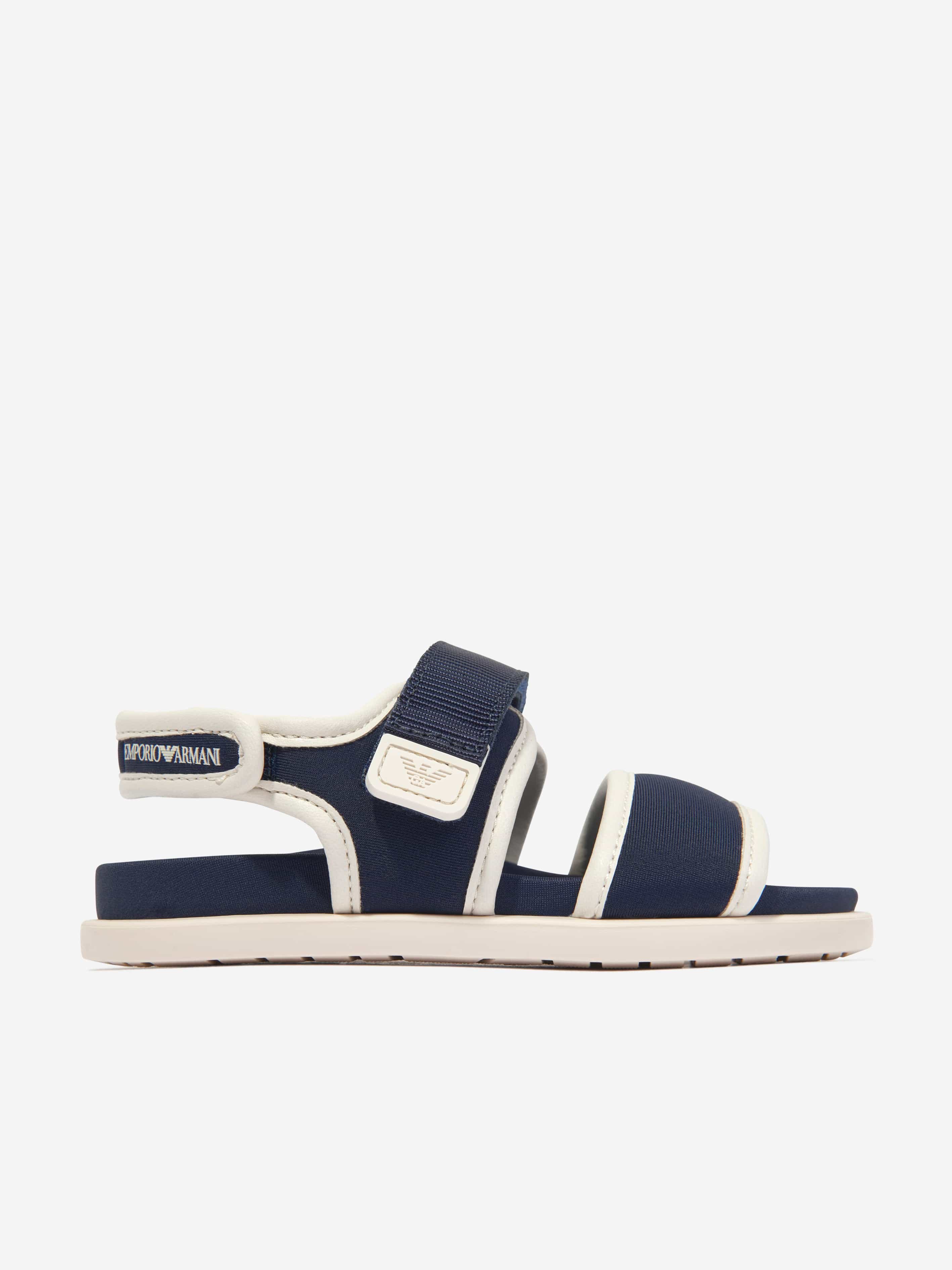 Emporio Armani Kids Logo Sandals in Navy Buy Cheap Official Site