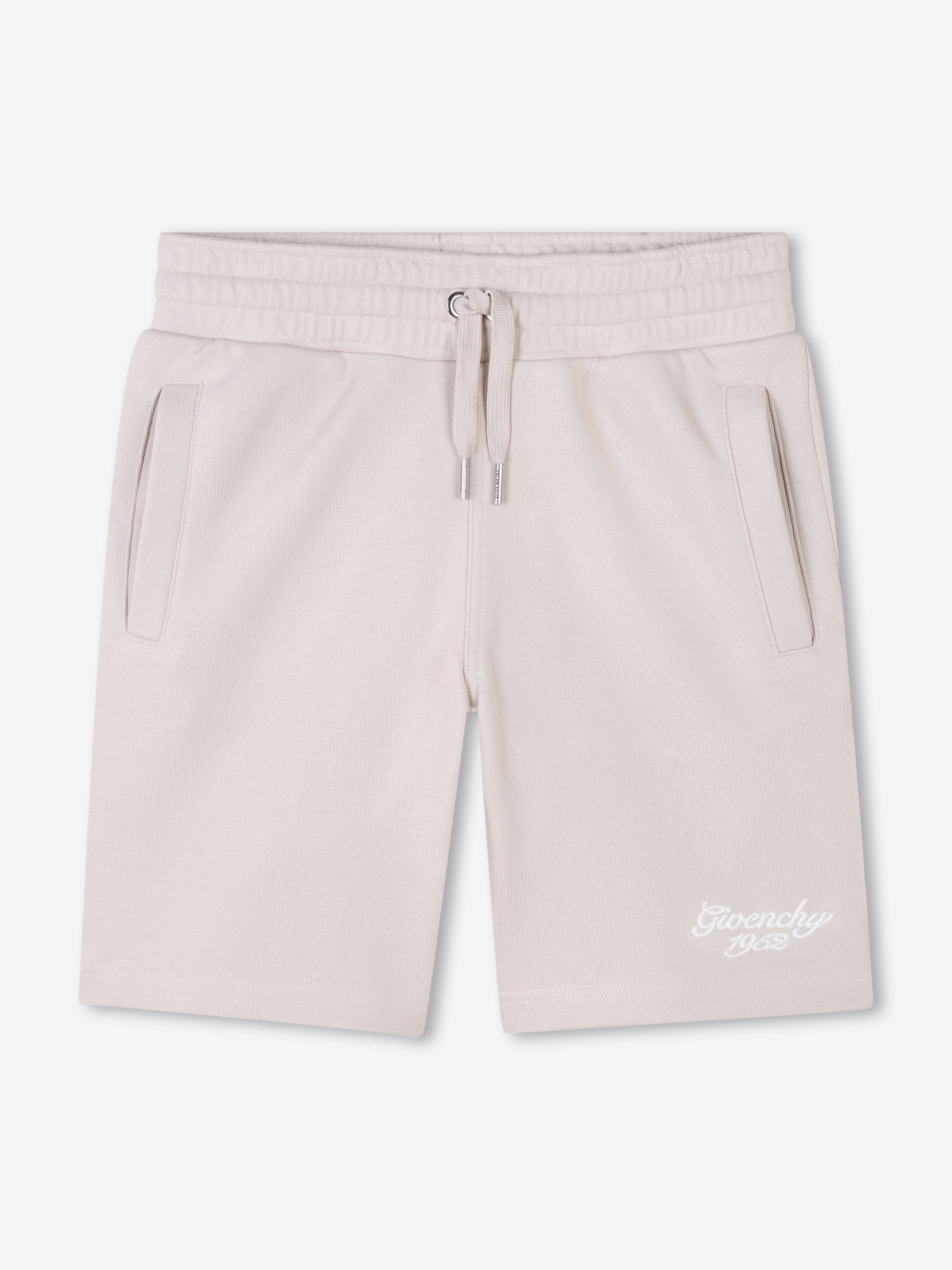 Boys Embroidered Logo Shorts in Beige Authentic Online
