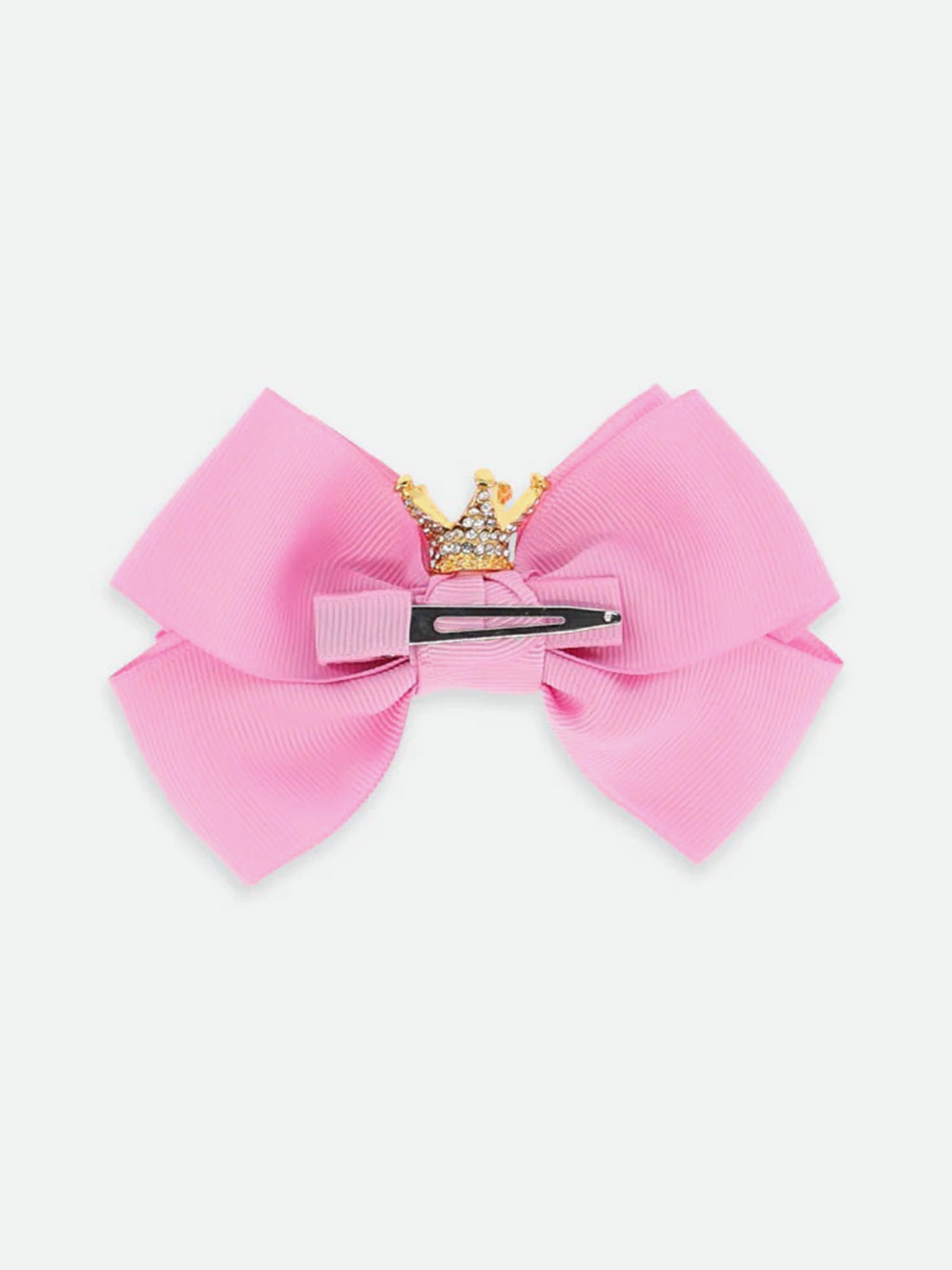 Angels Face Girls Big Bow With Crown Hair Clip in Pink Discount Footaction