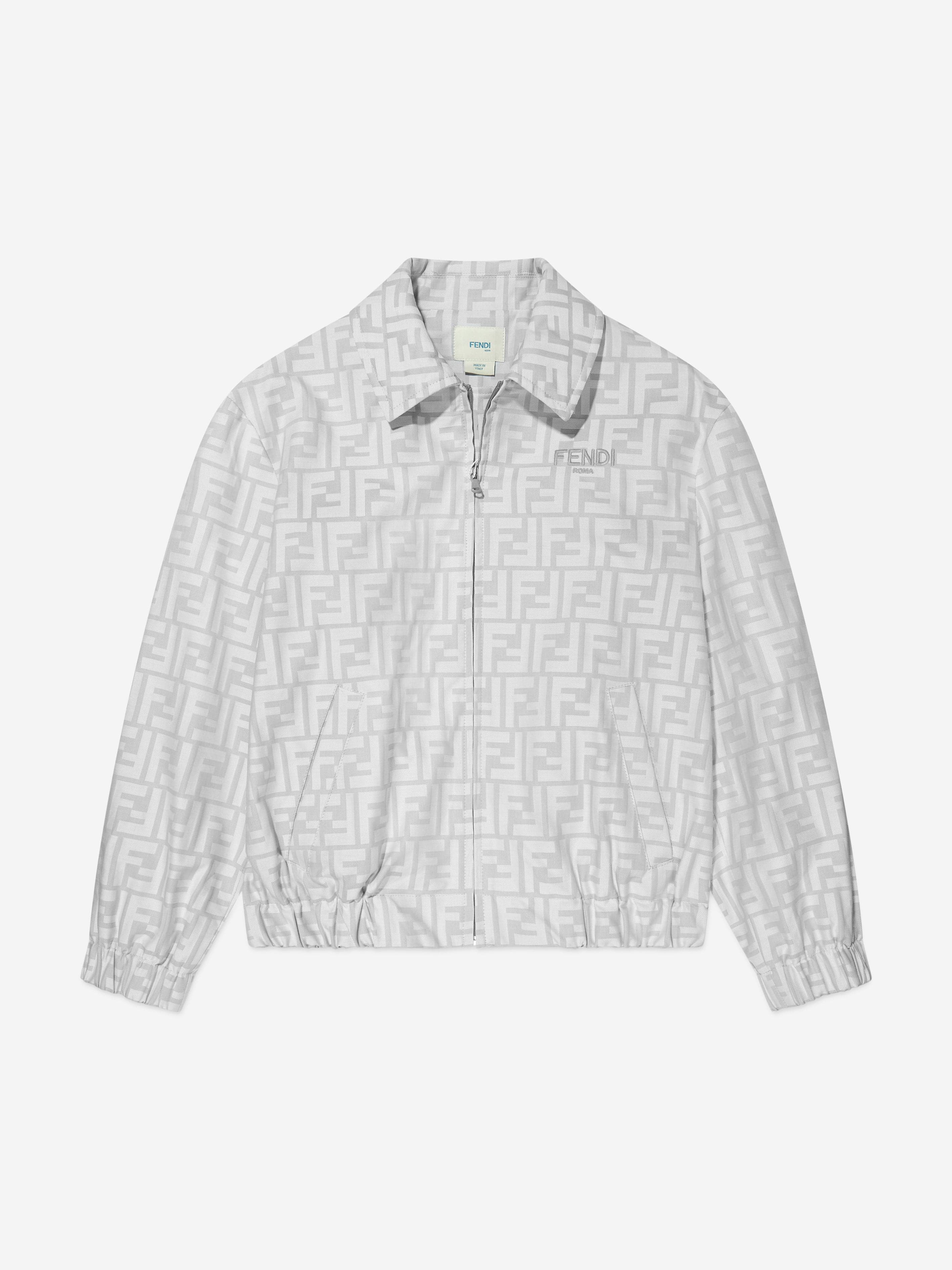 Fendi Boys FF Logo Bomber Jacket in Grey Cheap Online