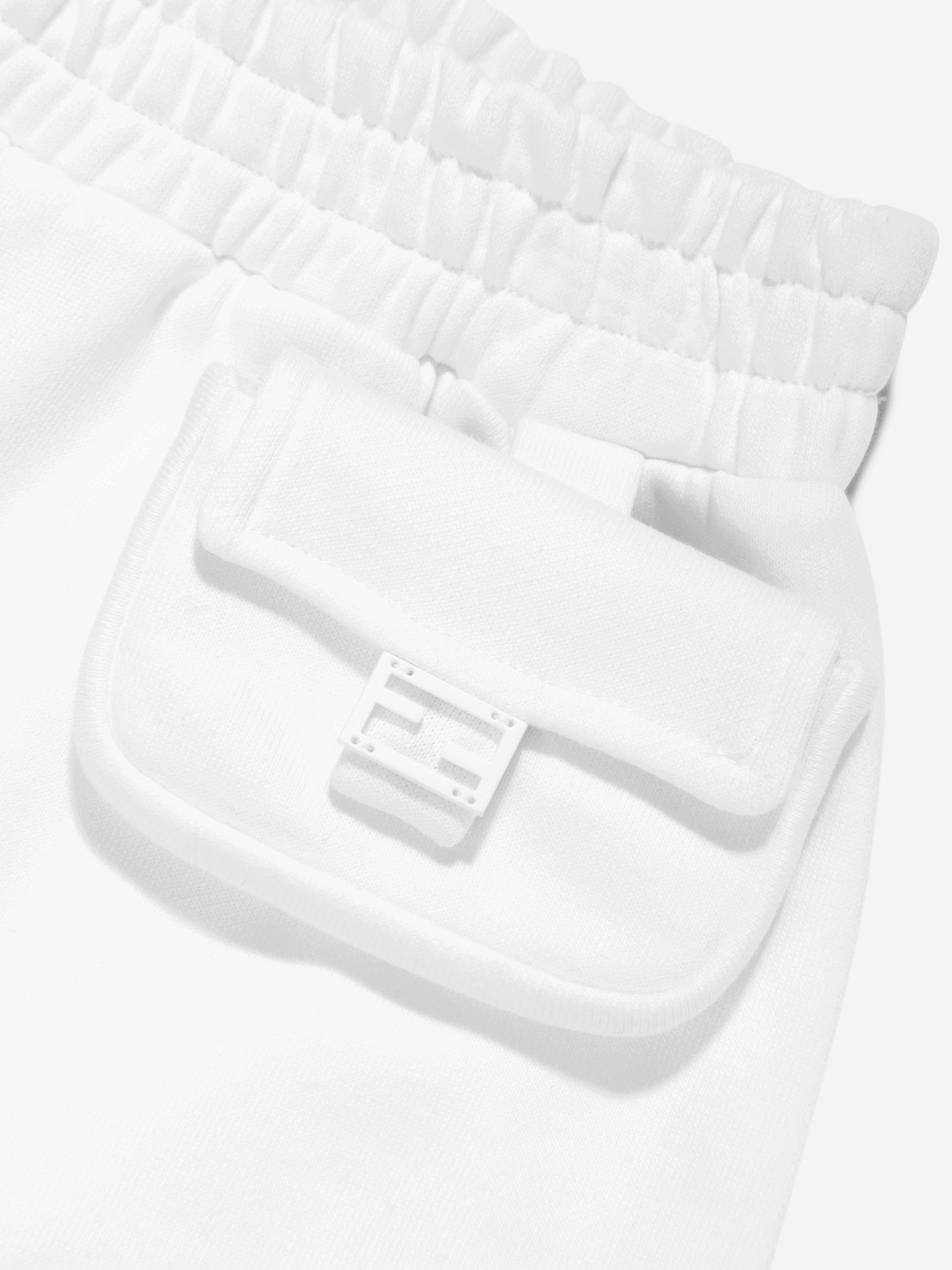 Fendi Girls Baugette Pocket Shorts in White Cheap Sale Low Pice