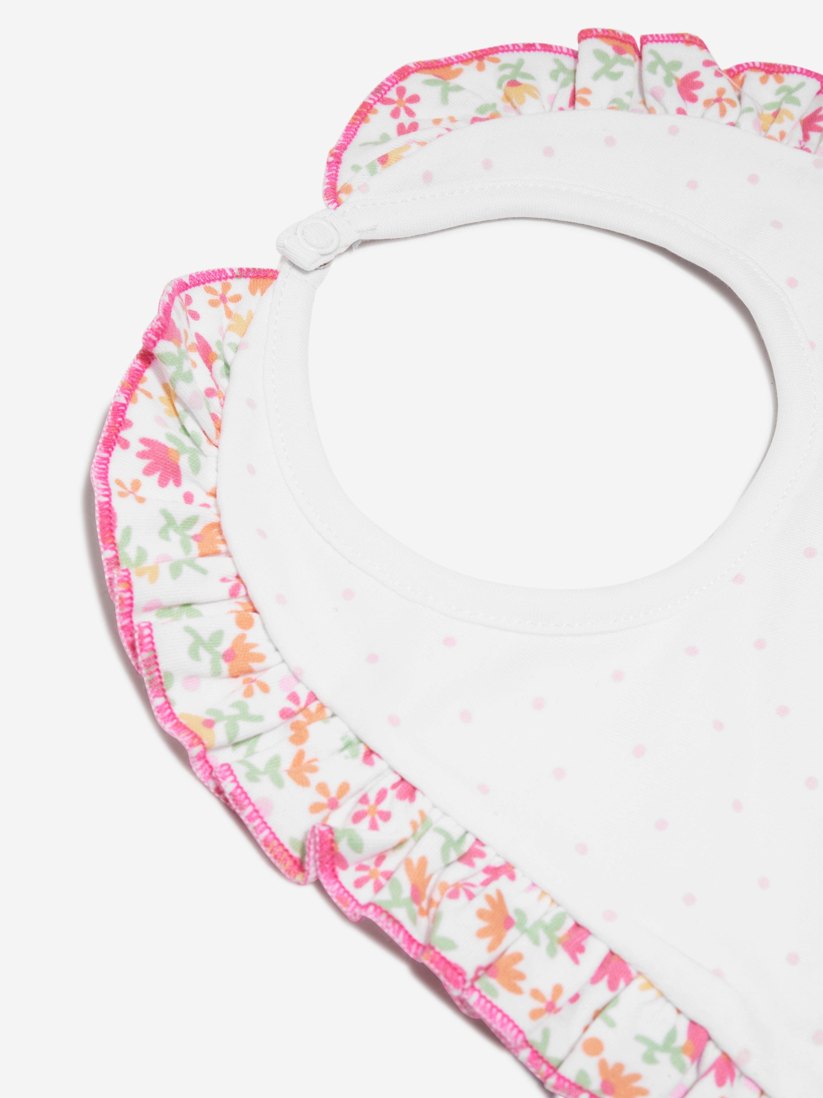 Magnolia Baby Baby Girls Embroidered Ruffle Bib in White Clearance Great Deals