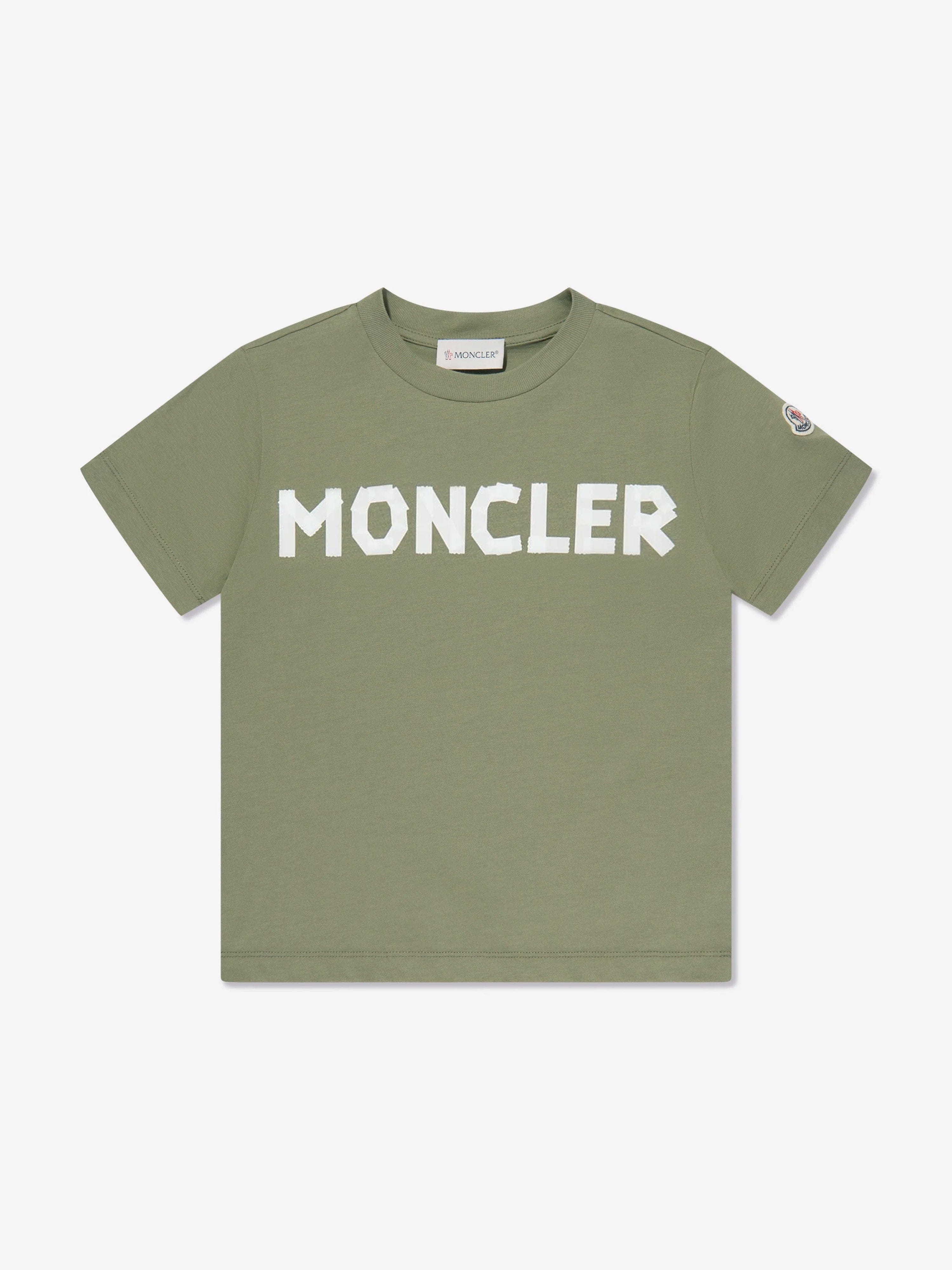 Moncler Enfant Boys Logo t-Shirt in Green Cheapest Sale Online
