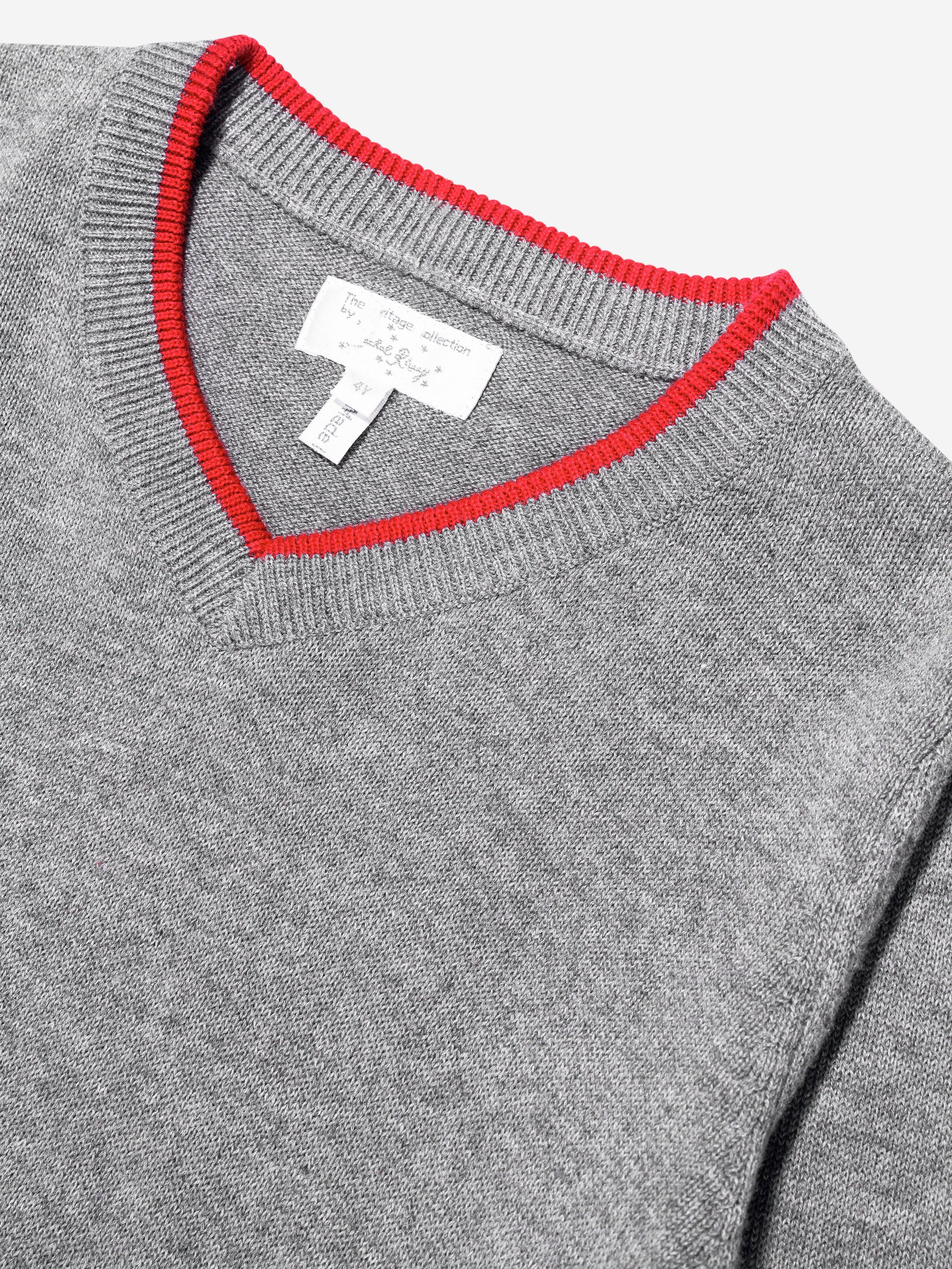 Rachel Riley Boys Soldier V-Neck Sweater in Grey Buy Cheap Brand New Unisex