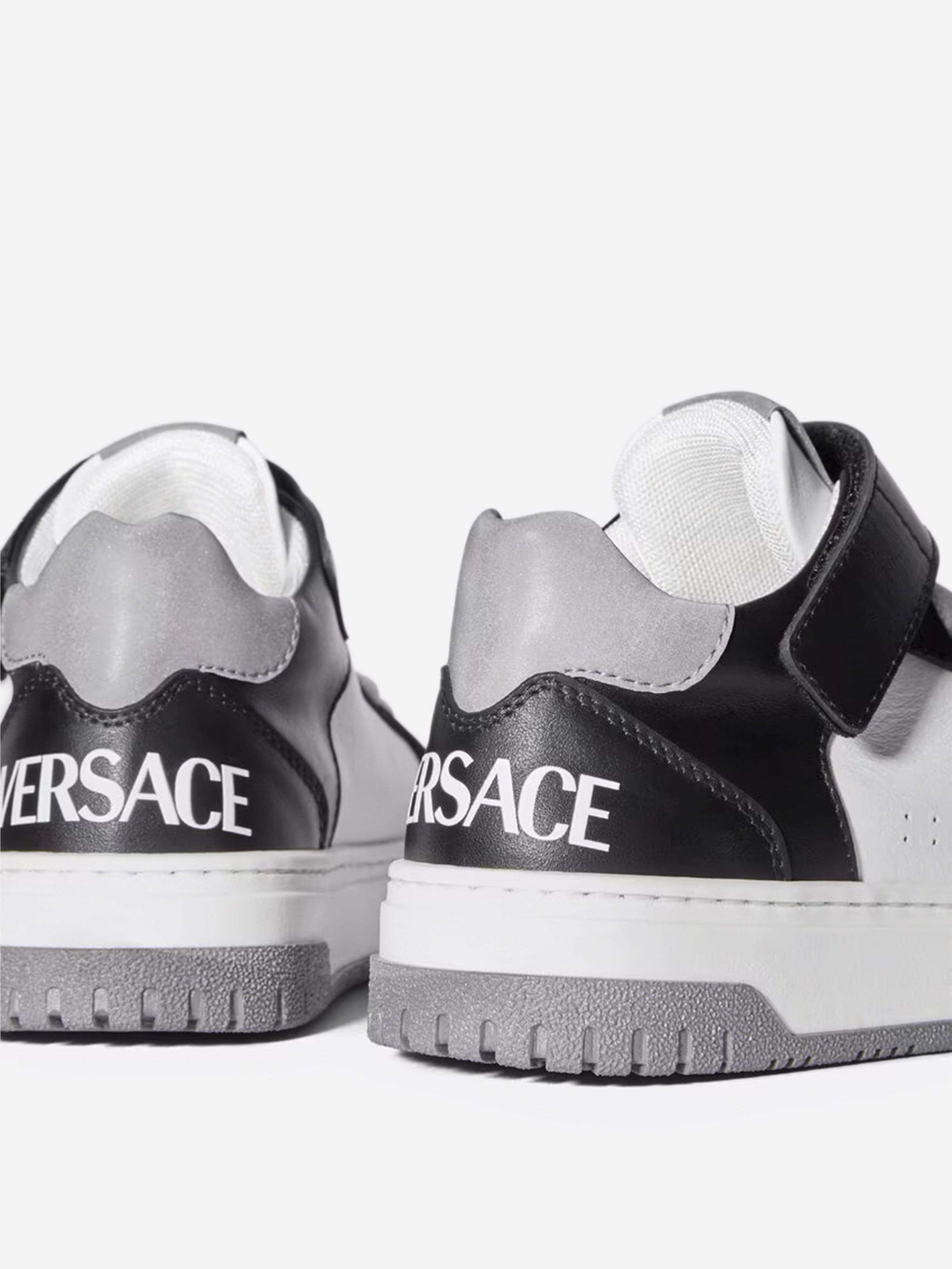 Versace Kids Leather Low Top Trainers in White Deals