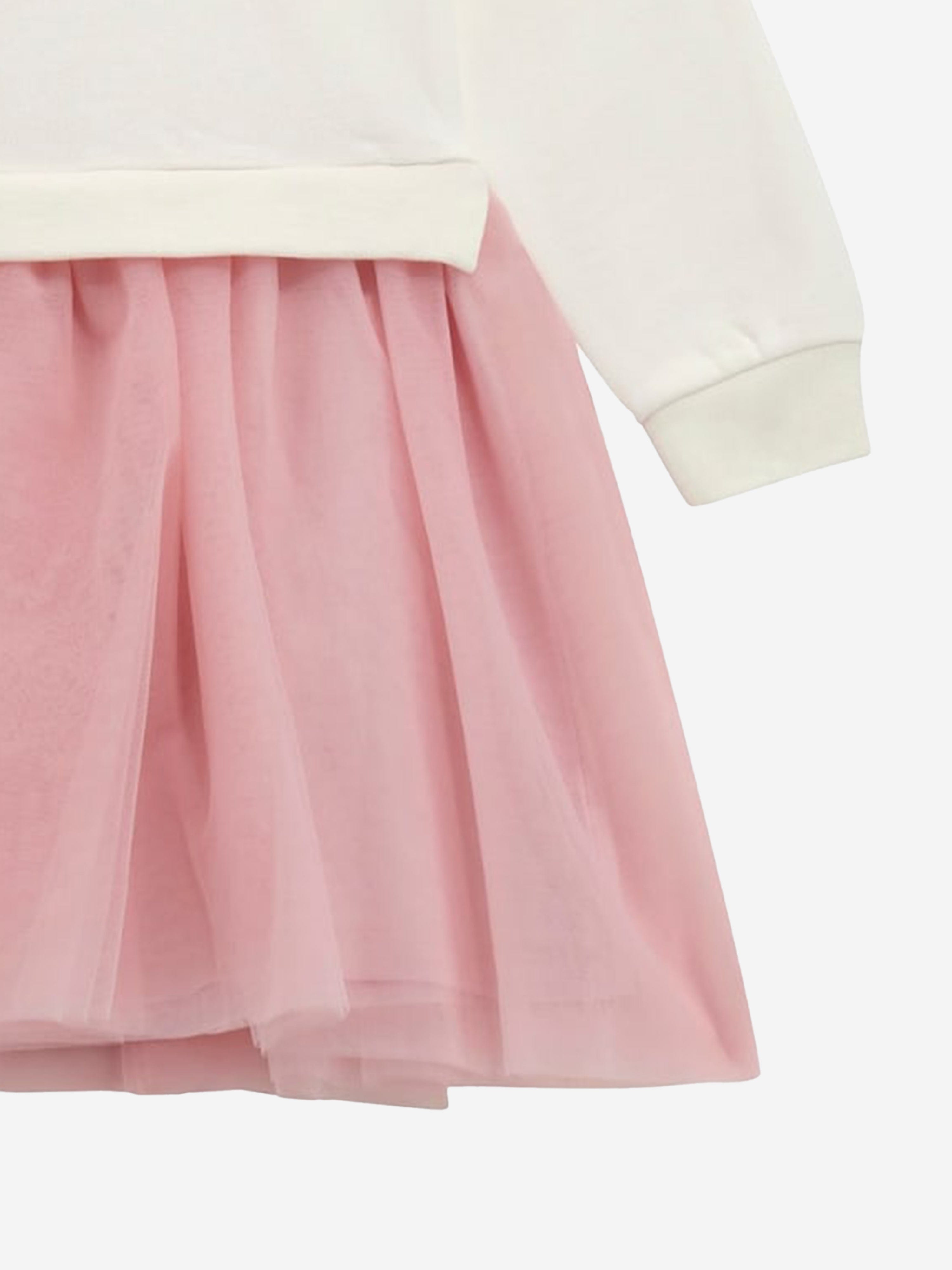 Girls Mixed Fabric Sweater Dress in White Real Online