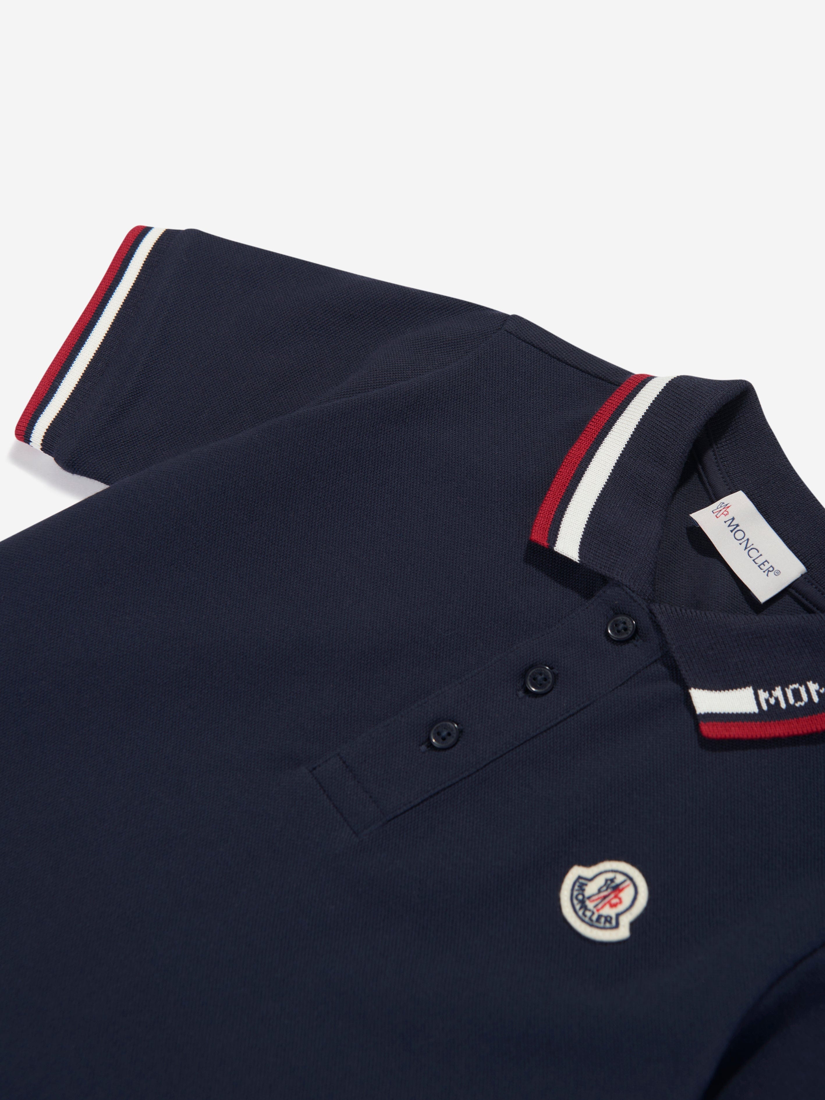 Moncler Enfant Boys Logo Polo Shirt in Navy Countdown Package Cheap Online