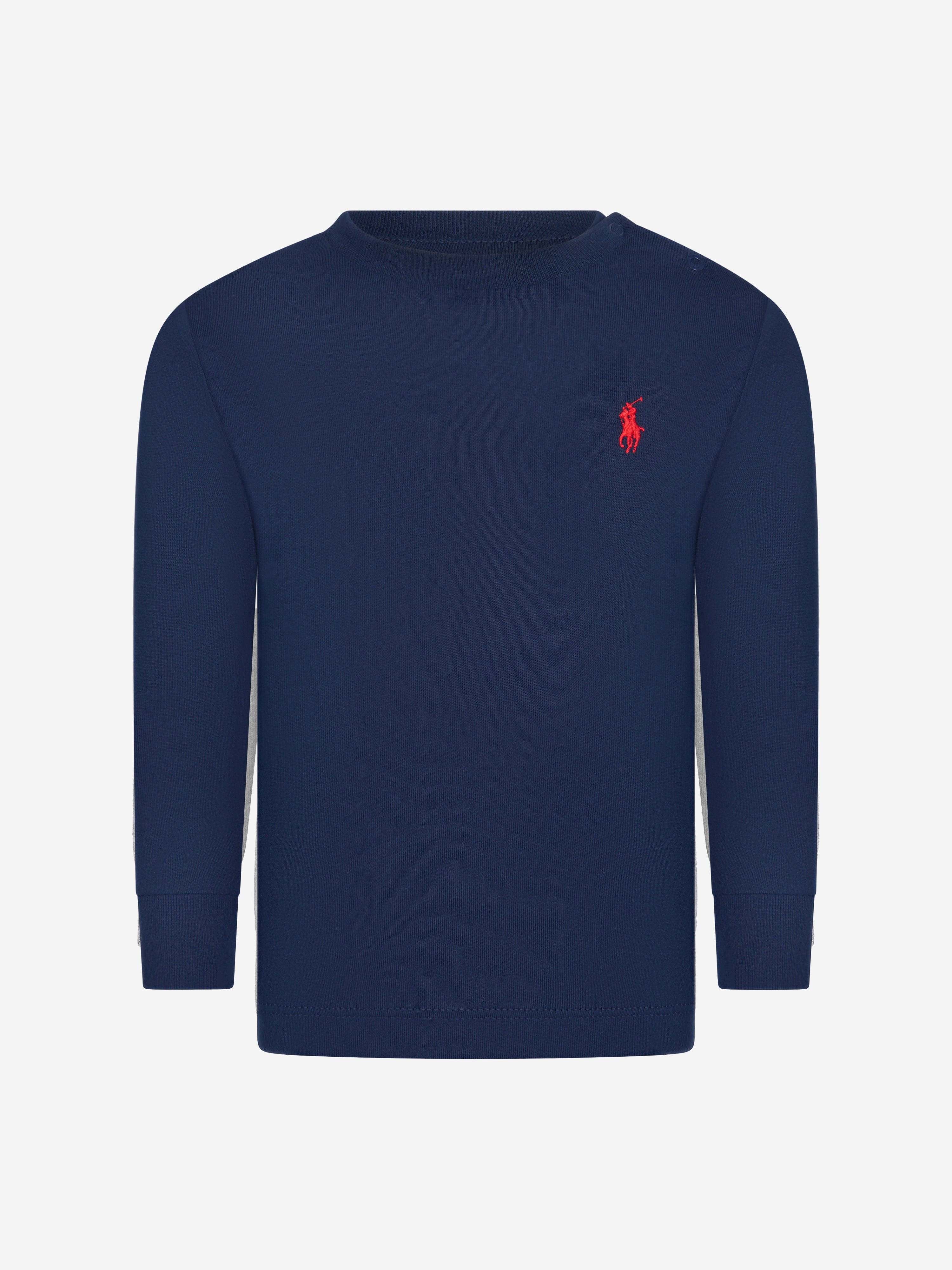 Ralph Lauren Baby Boys Long Sleeve T-Shirt in Navy Marketable For Sale
