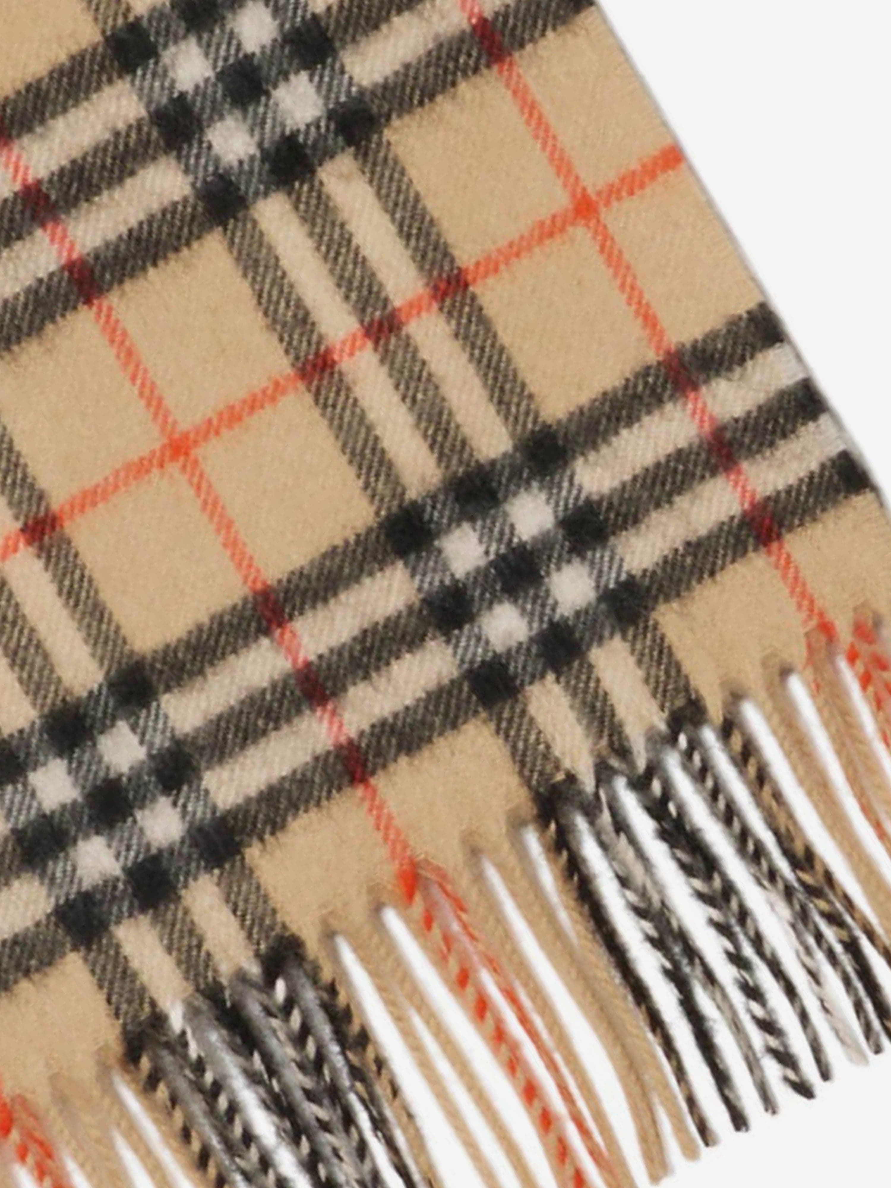Burberry Kids Check Cashmere Scarf in Beige New Arrival