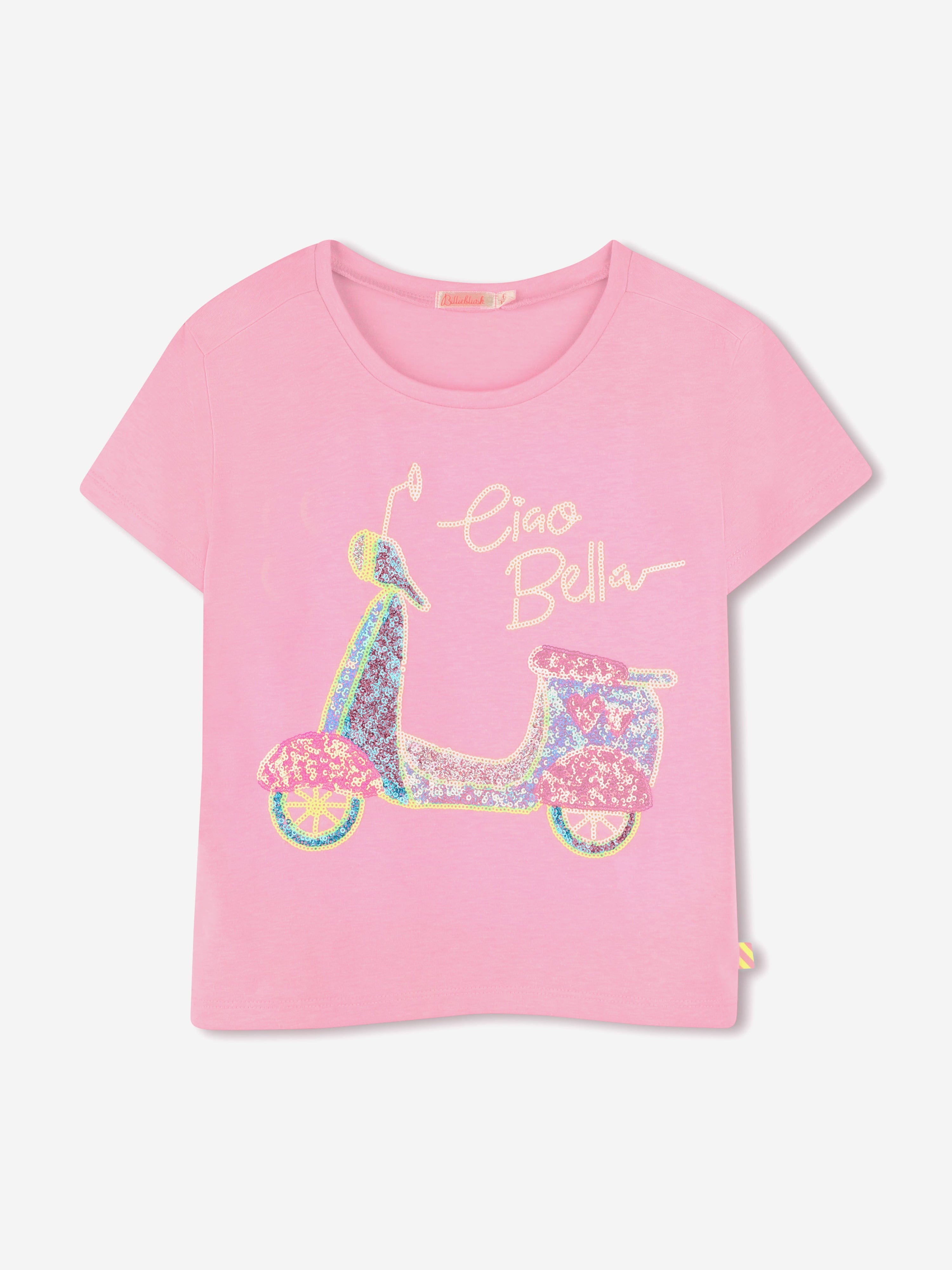 Girls Sequin Moped T-Shirt in Pink Original Online