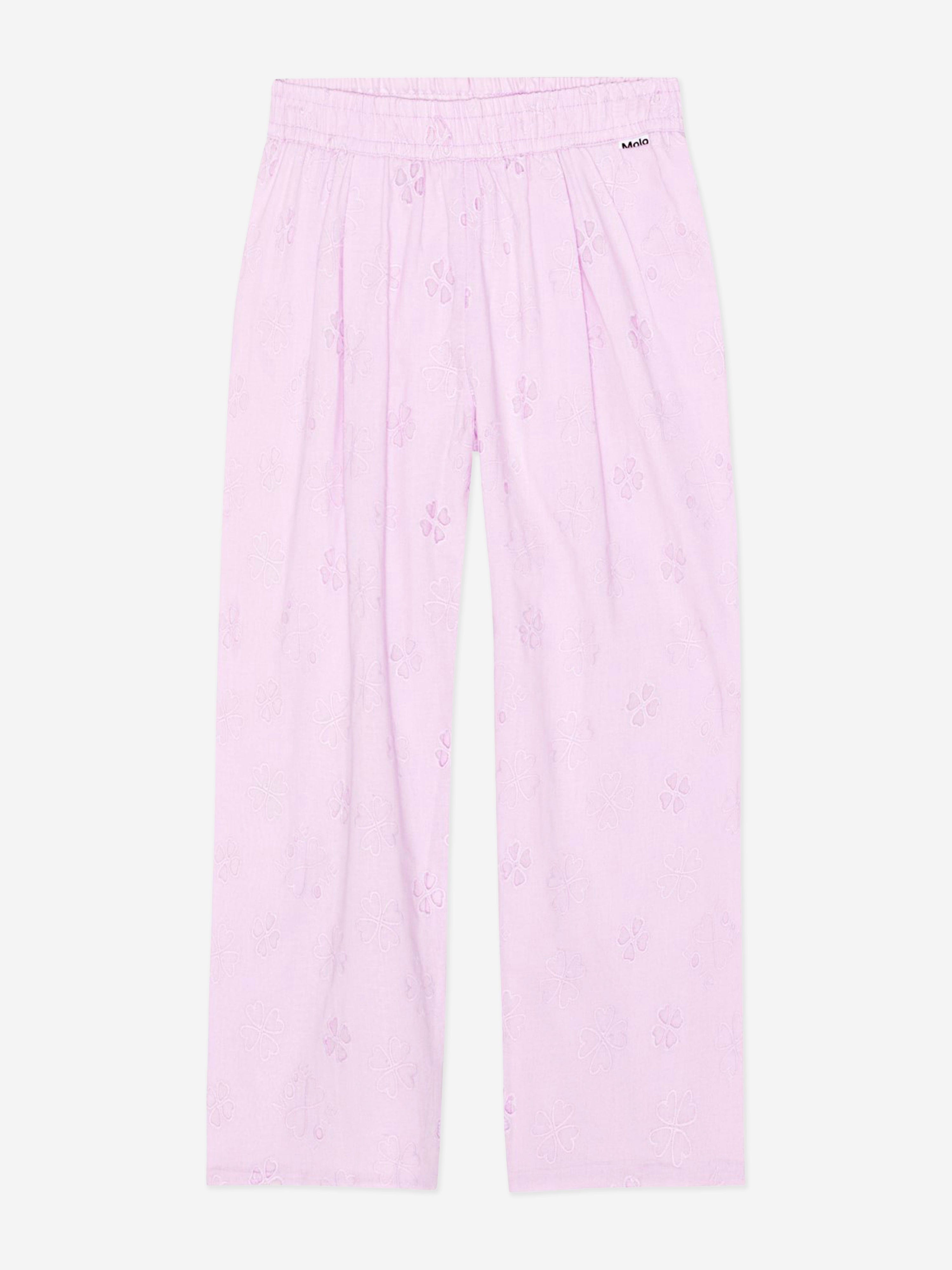 Molo Girls Floral Print Trousers in Pink Clearance Amazon