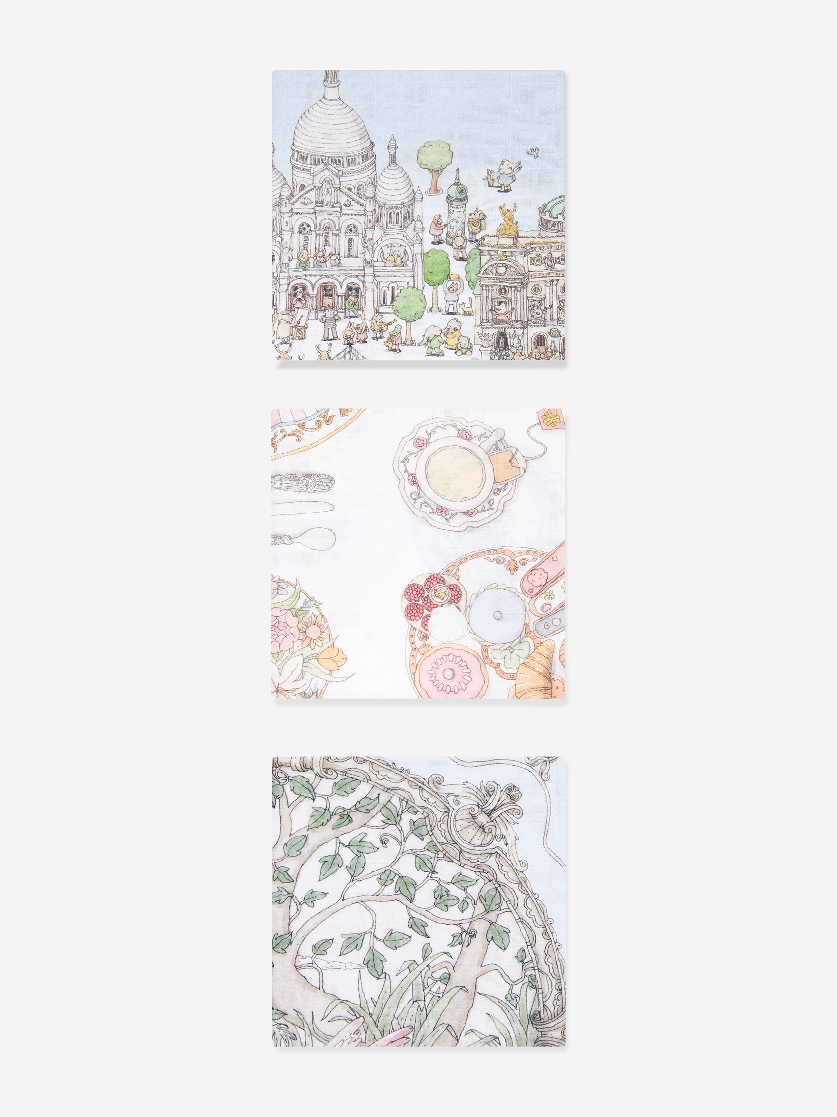 Atelier Choux Baby Bon App¨¦tit Paris 3 Swaddles Set in Blue Outlet Pices
