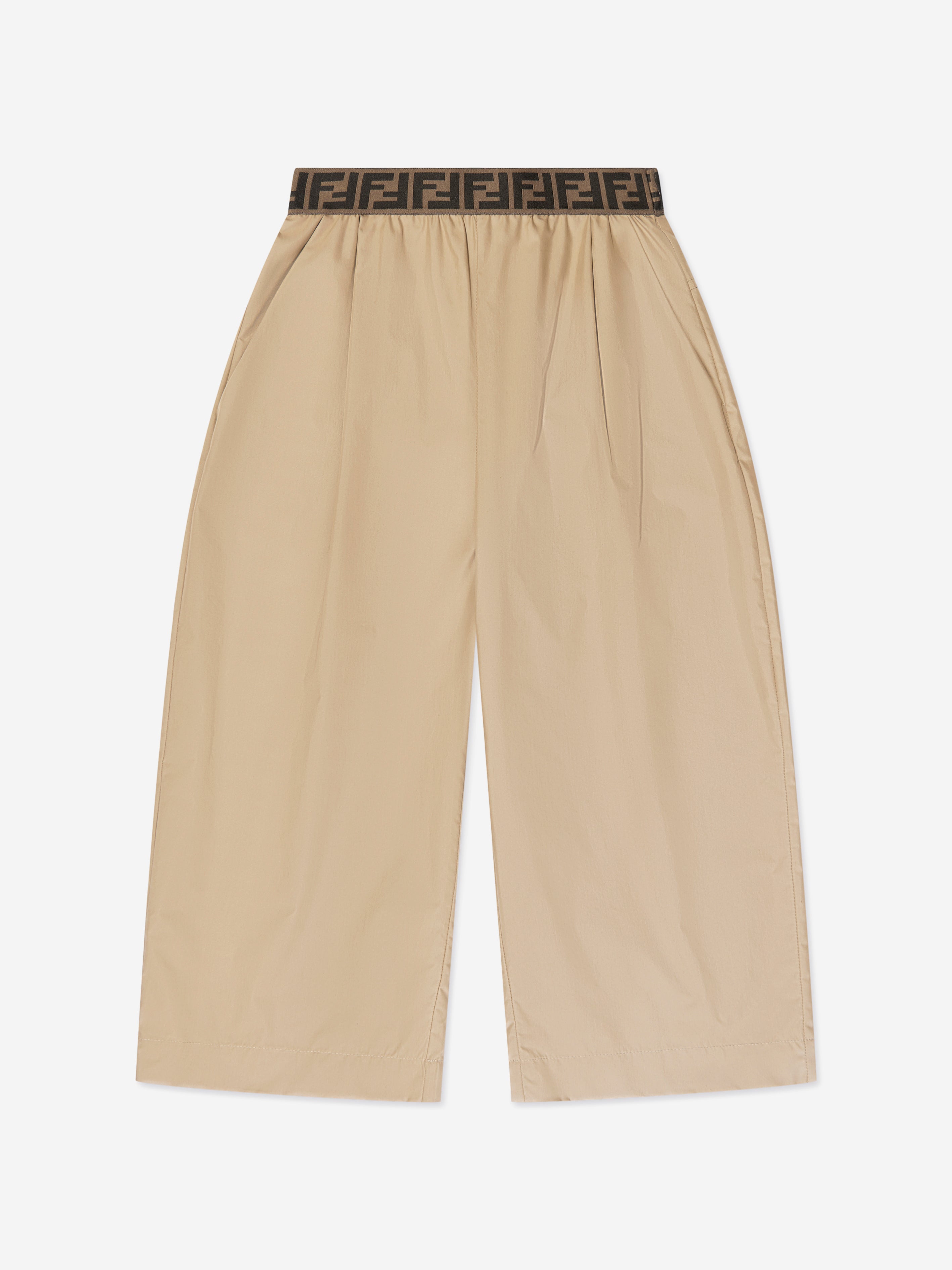 Fendi Girls Wide Leg Trousers in Beige Outlet Great Deals