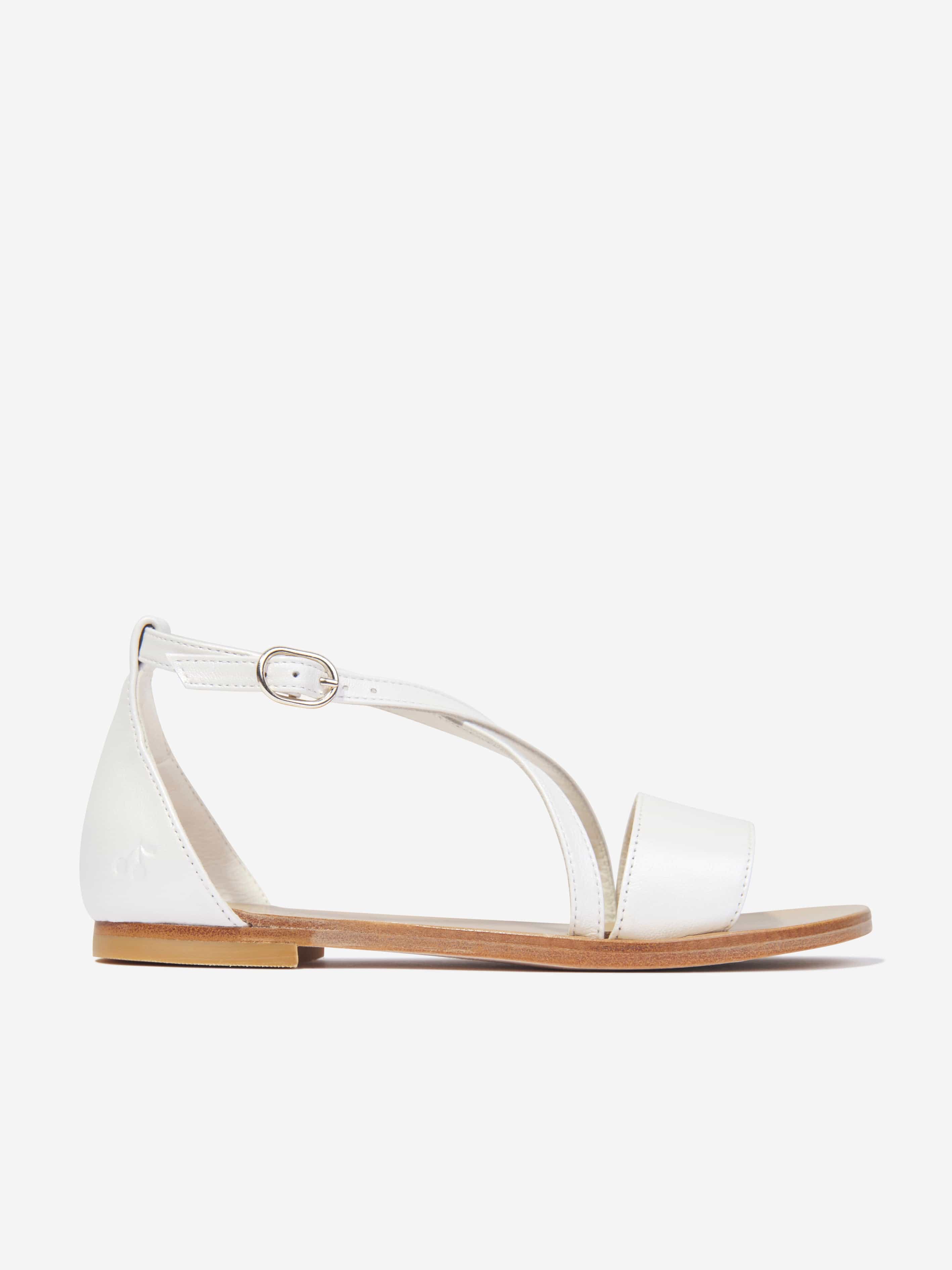 Bonpoint Girls Fia Leather Sandals in White Cheap Sale 100% Authentic