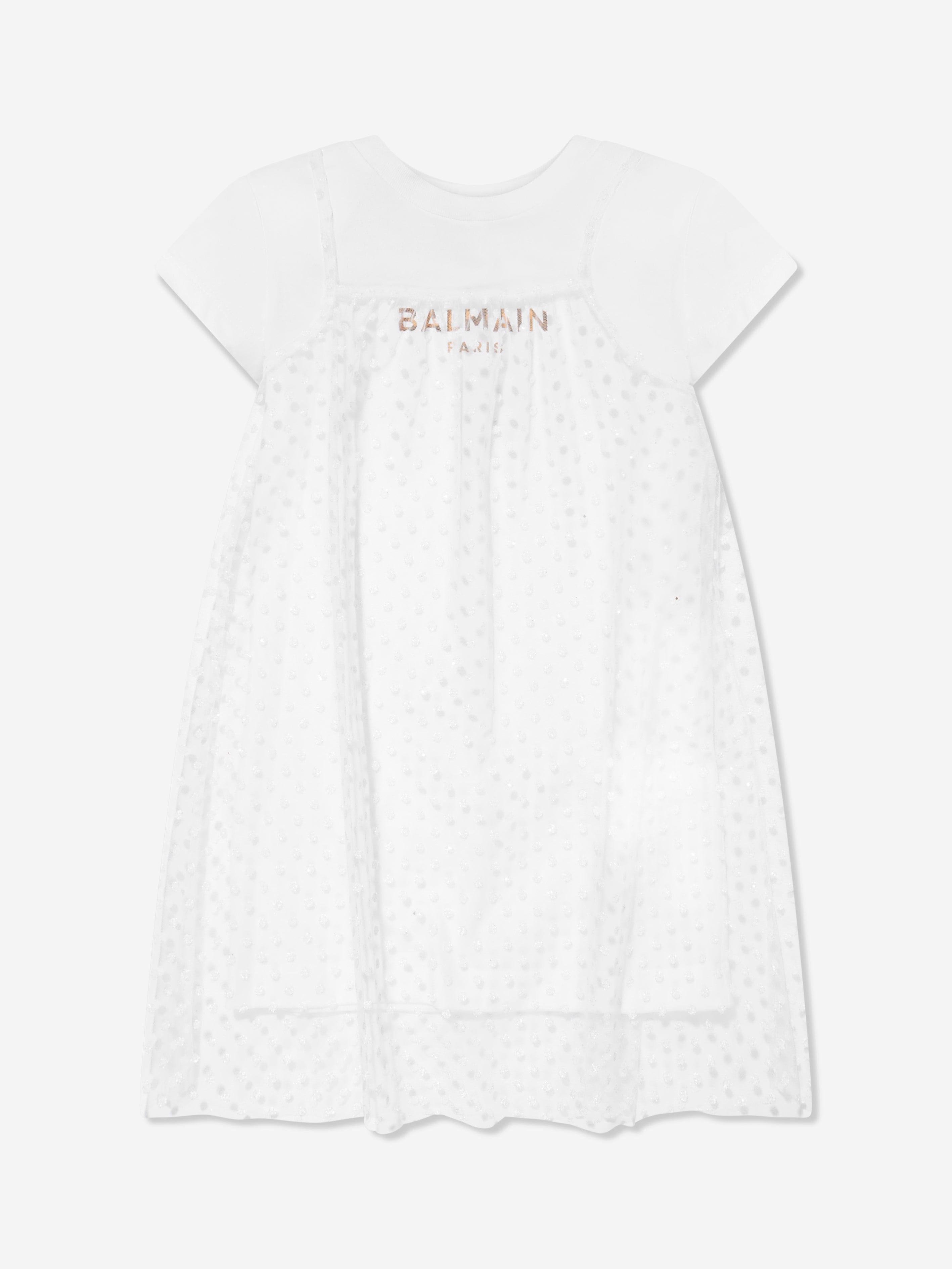 Balmain Girls 2 In 1 Dress in White Good Selling Online