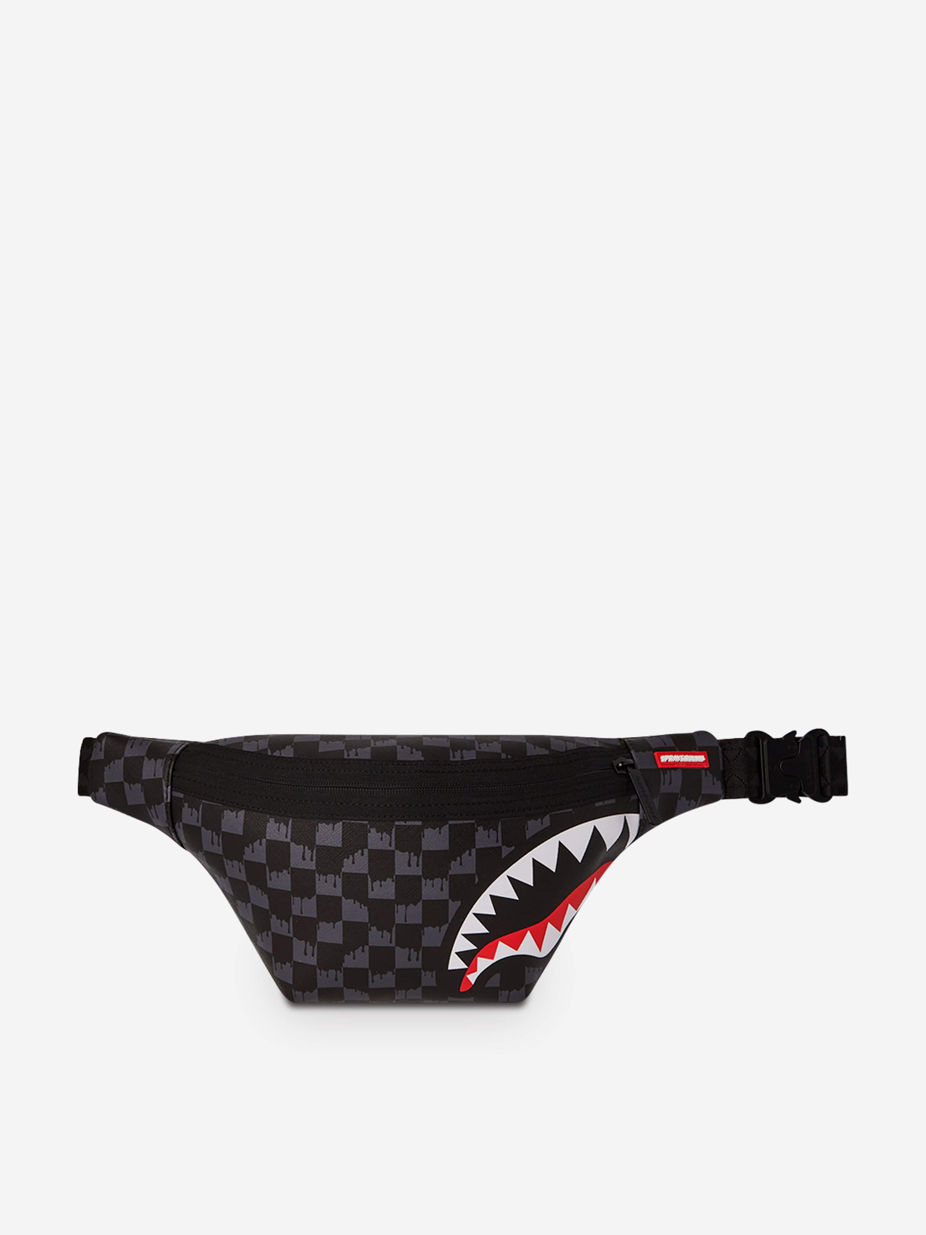 Sprayground Kids Drip Check Shark Belt Bag in Black (23cm) Marketable Sale Online