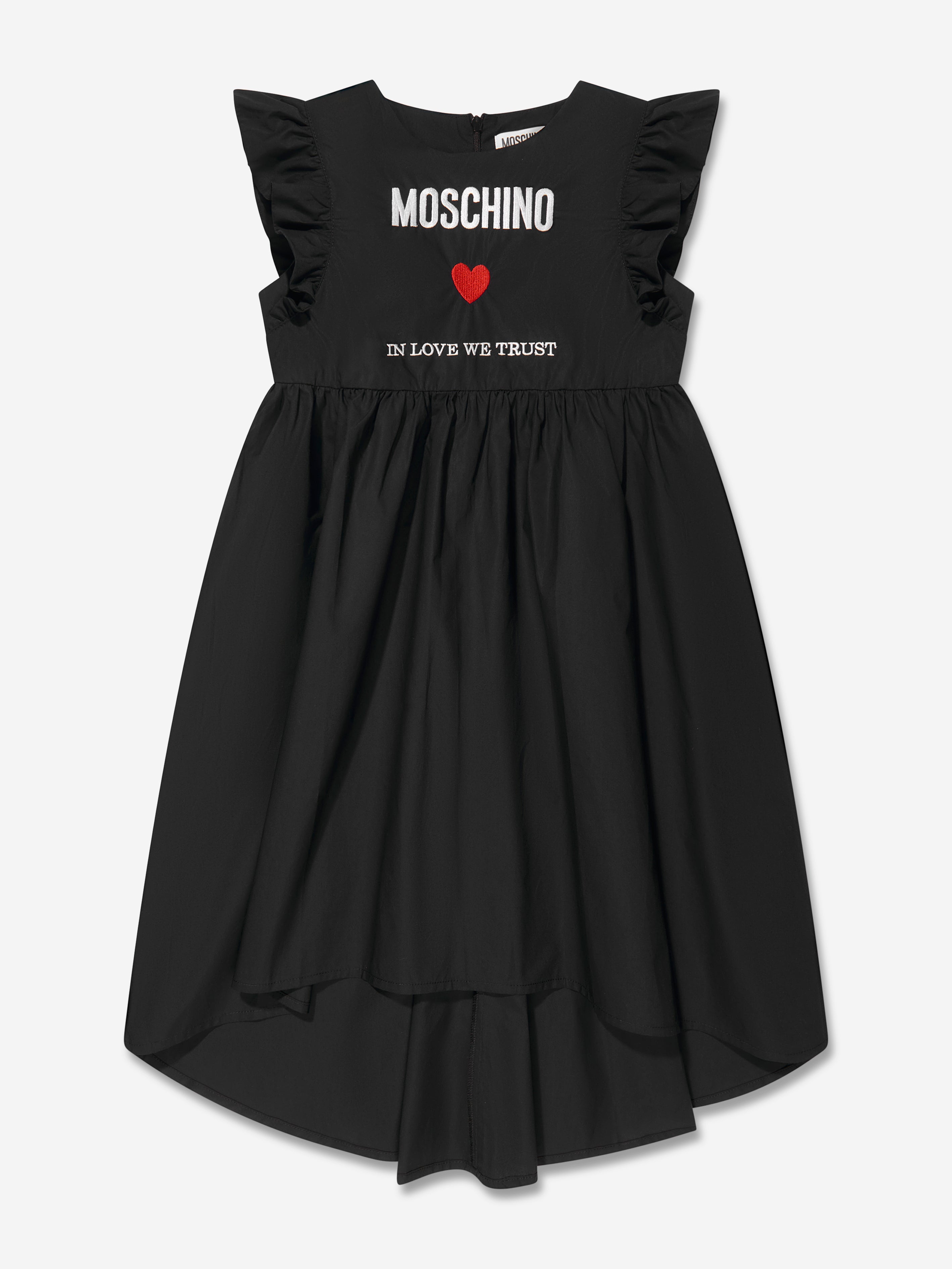 Moschino Girls Cotton Logo Dress in Black Sale Authentic