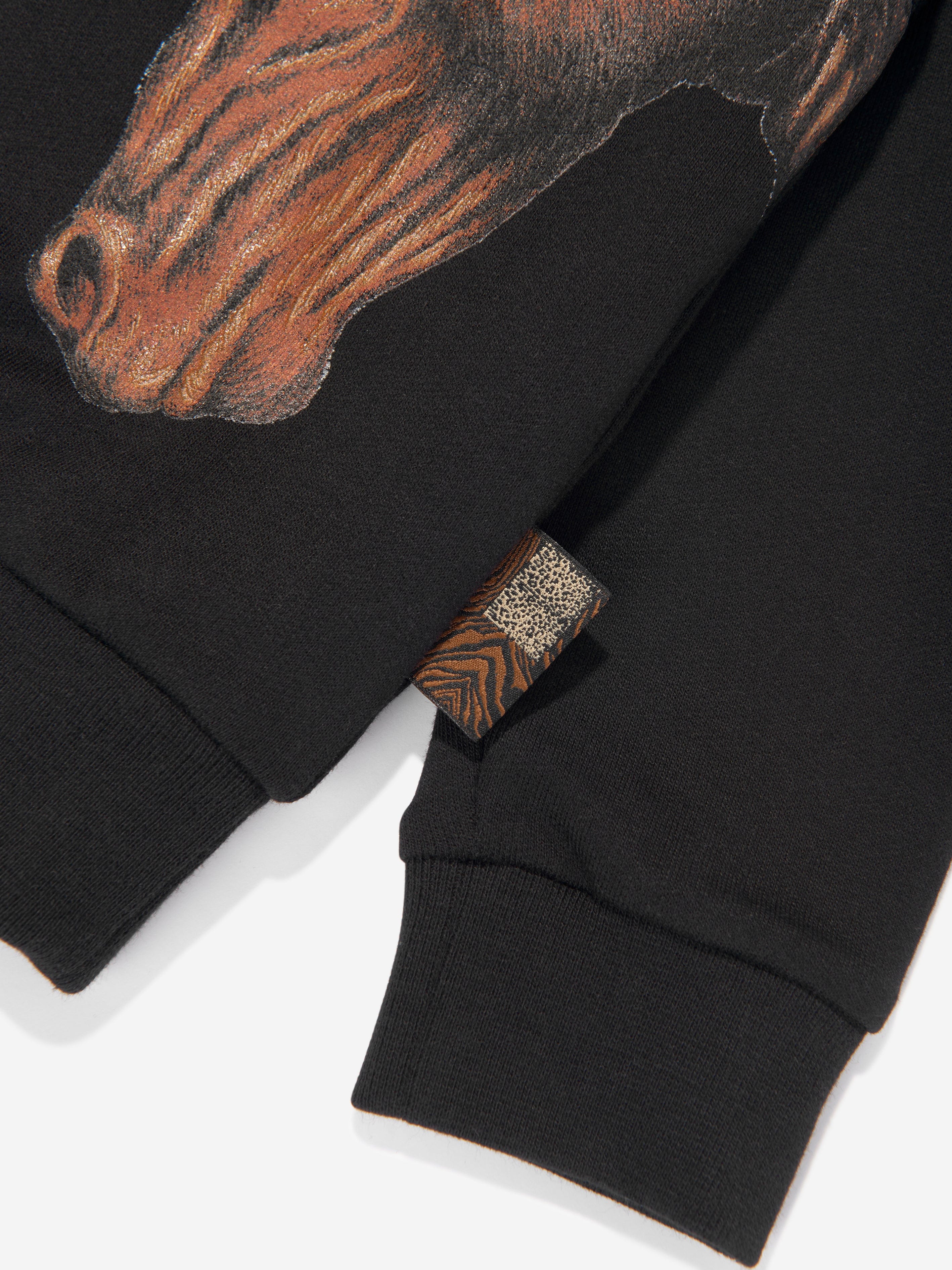 Roberto Cavalli Boys Horses Sweatshirt in Black For Sale Cheap Pice
