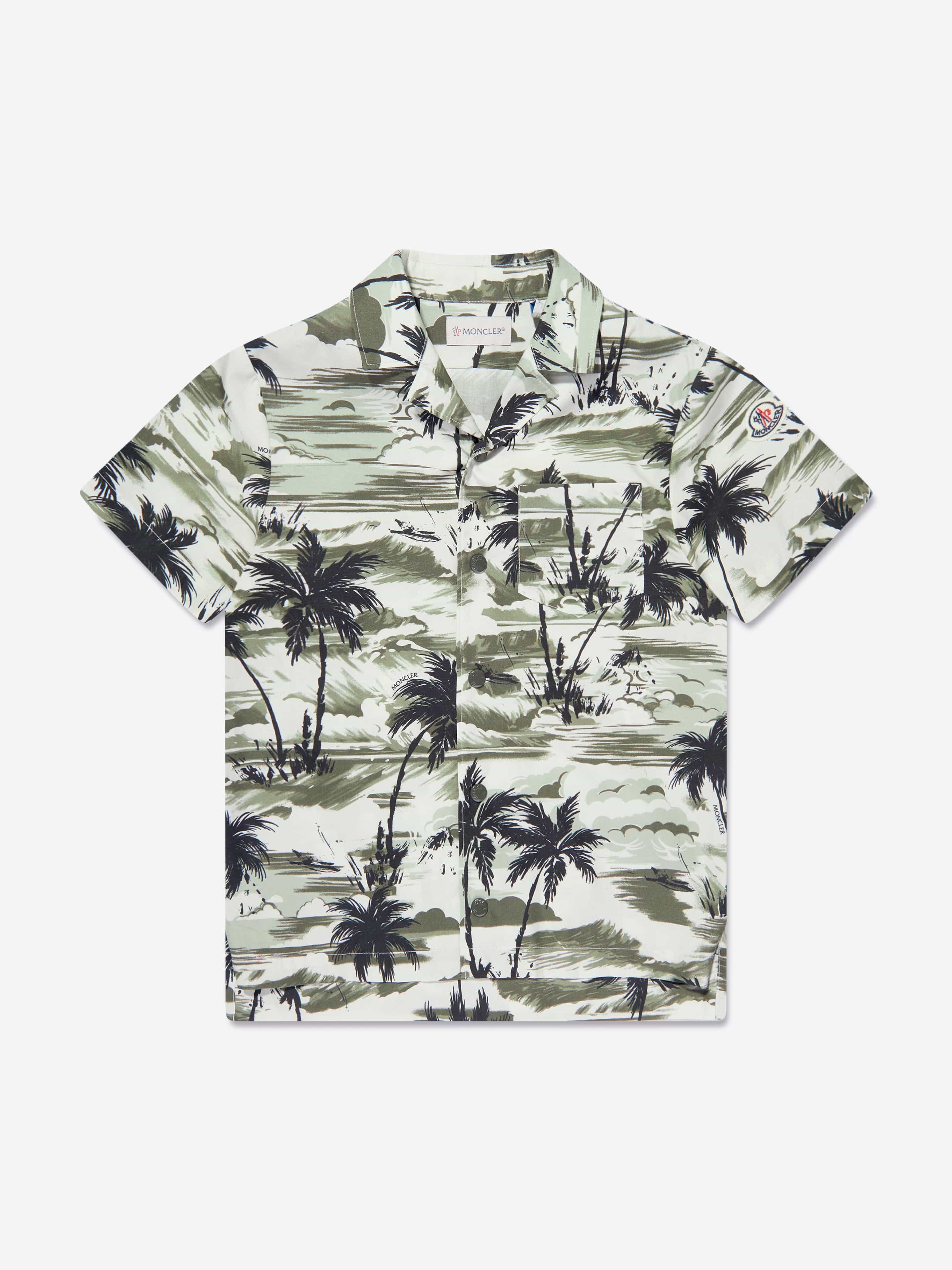 Moncler Enfant Boys Palm Trees Shirt in Green Visit New Online