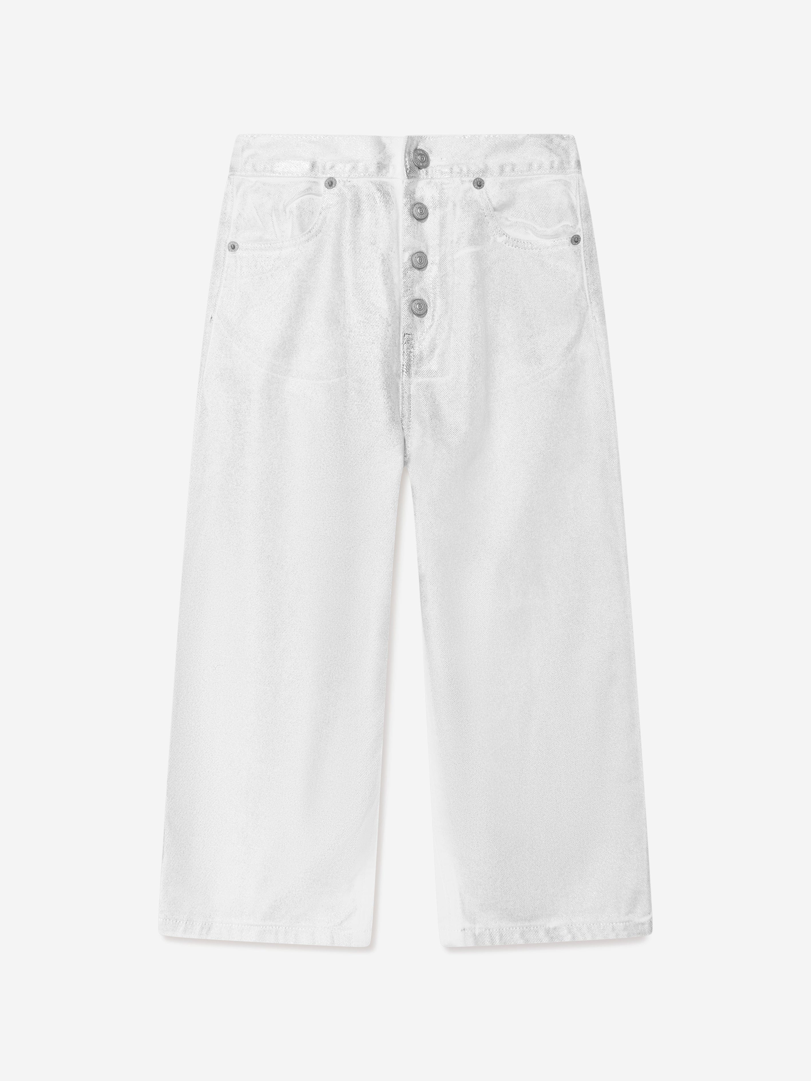 MM6 Maison Margiela Kids Metallic Effect Jeans in Silver Cheap Sale View