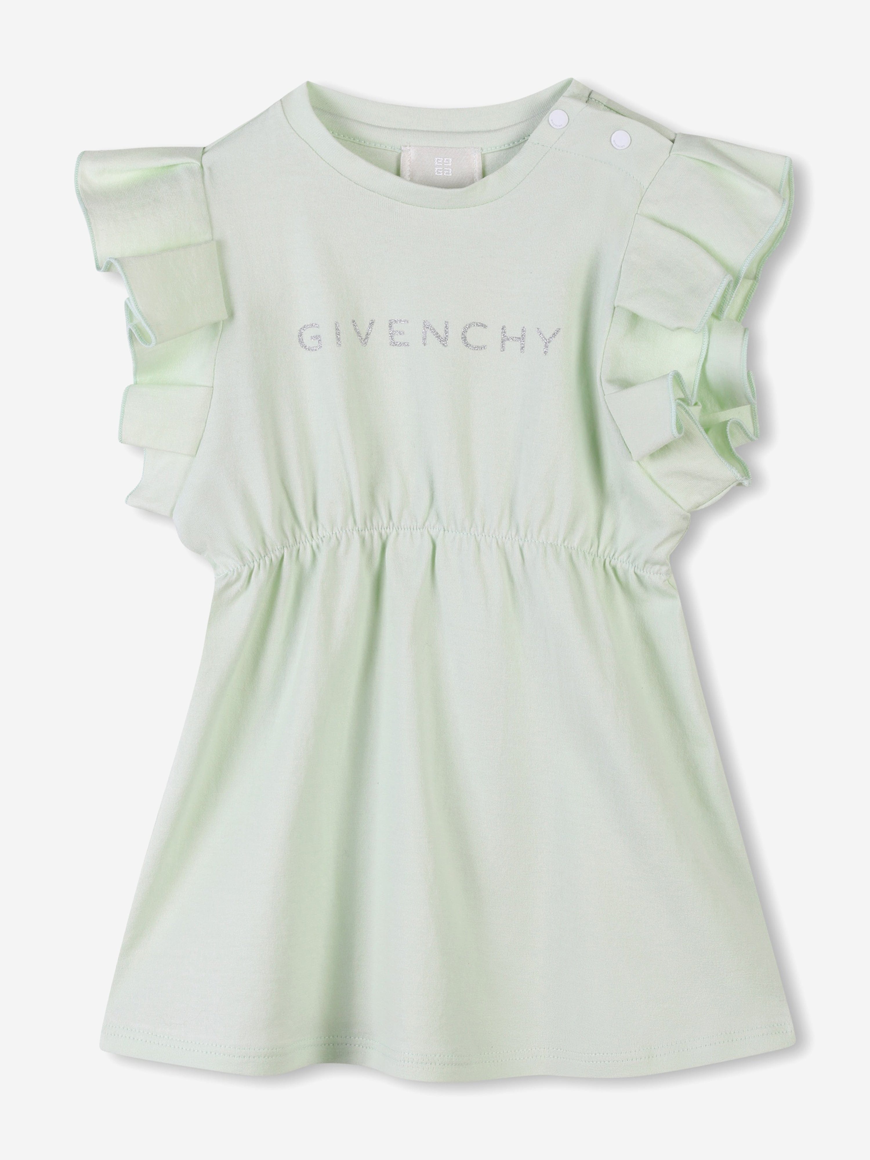Baby Girls Glitter Logo Jersey Dress in Green Outlet Original
