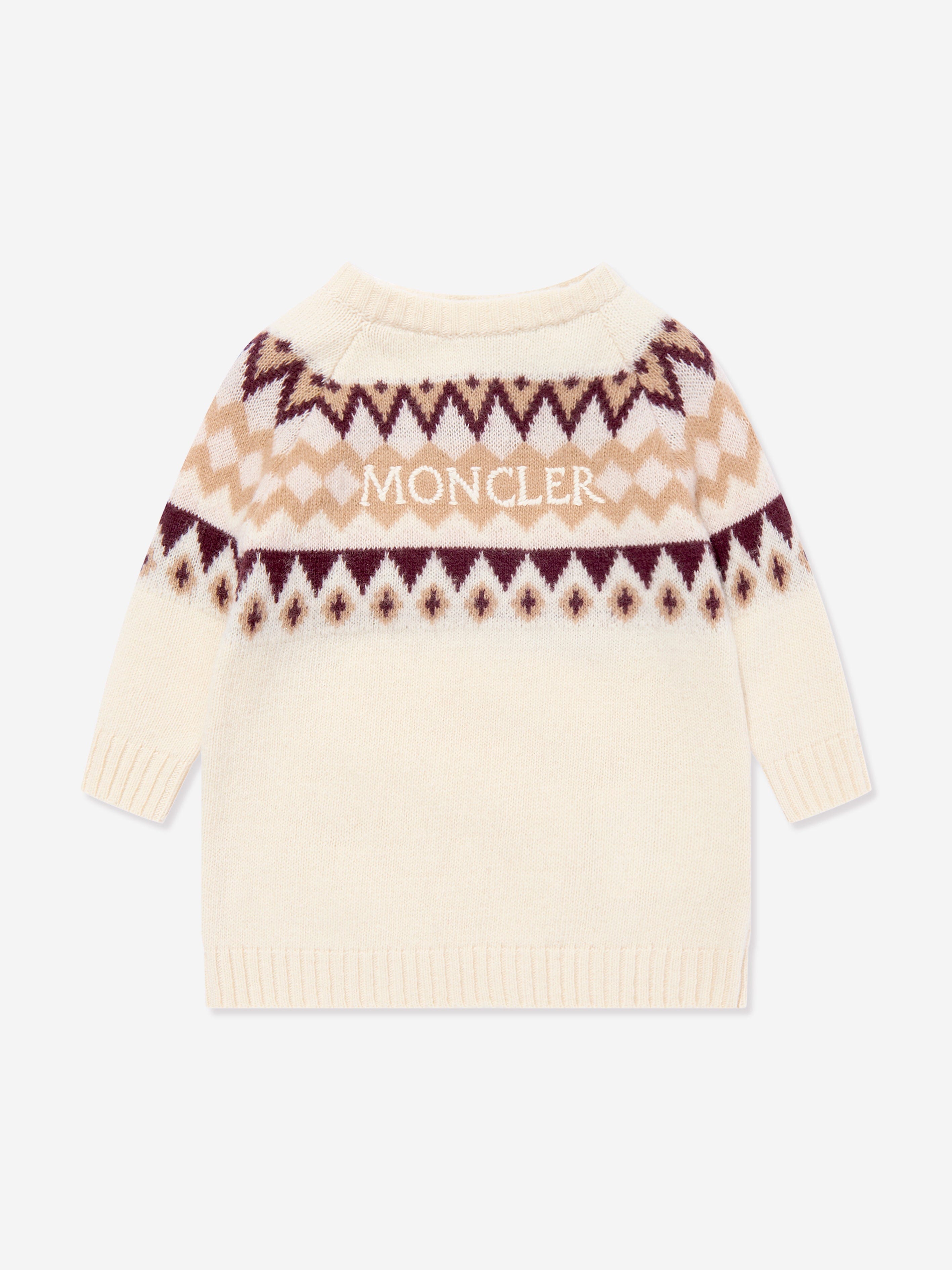 Moncler Enfant Baby Girls Wool Knitted Dress in Ivory Low Pice Fee Shipping Online