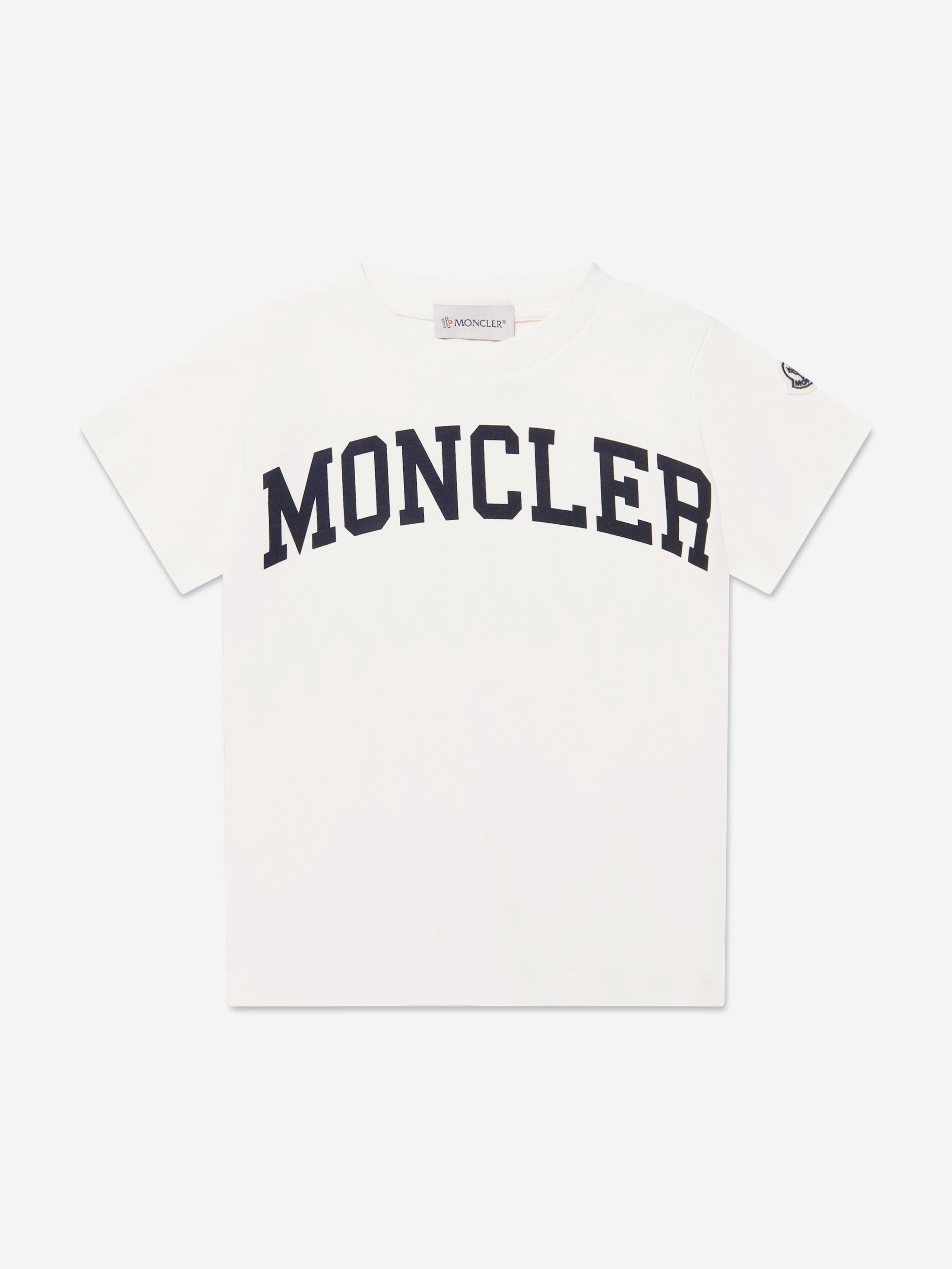 Moncler Enfant Boys Logo Print T-Shirt in Ivory Discount Low Pice