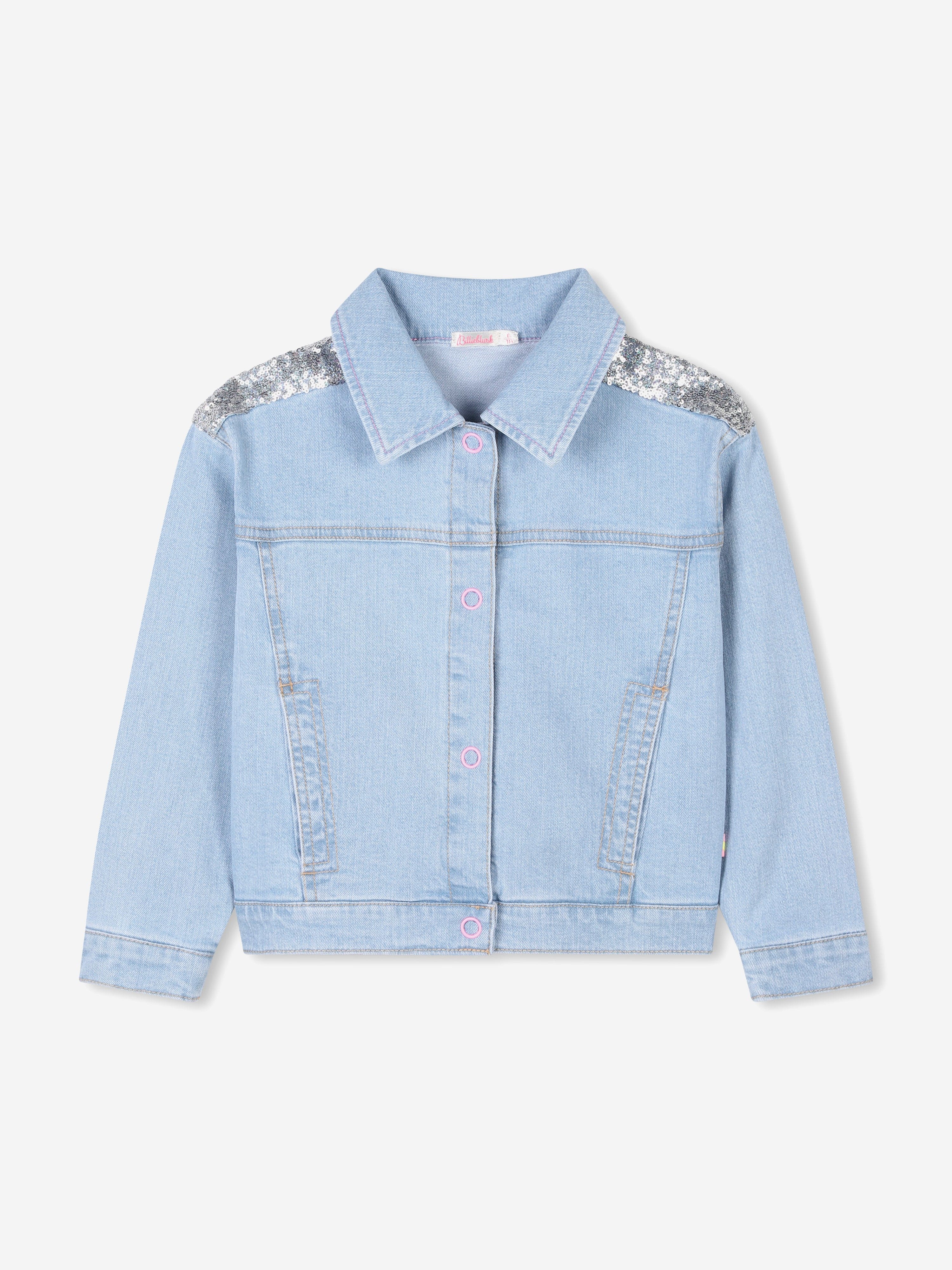 Girls Sequin Denim Jacket in Blue Shop For Cheap Pice
