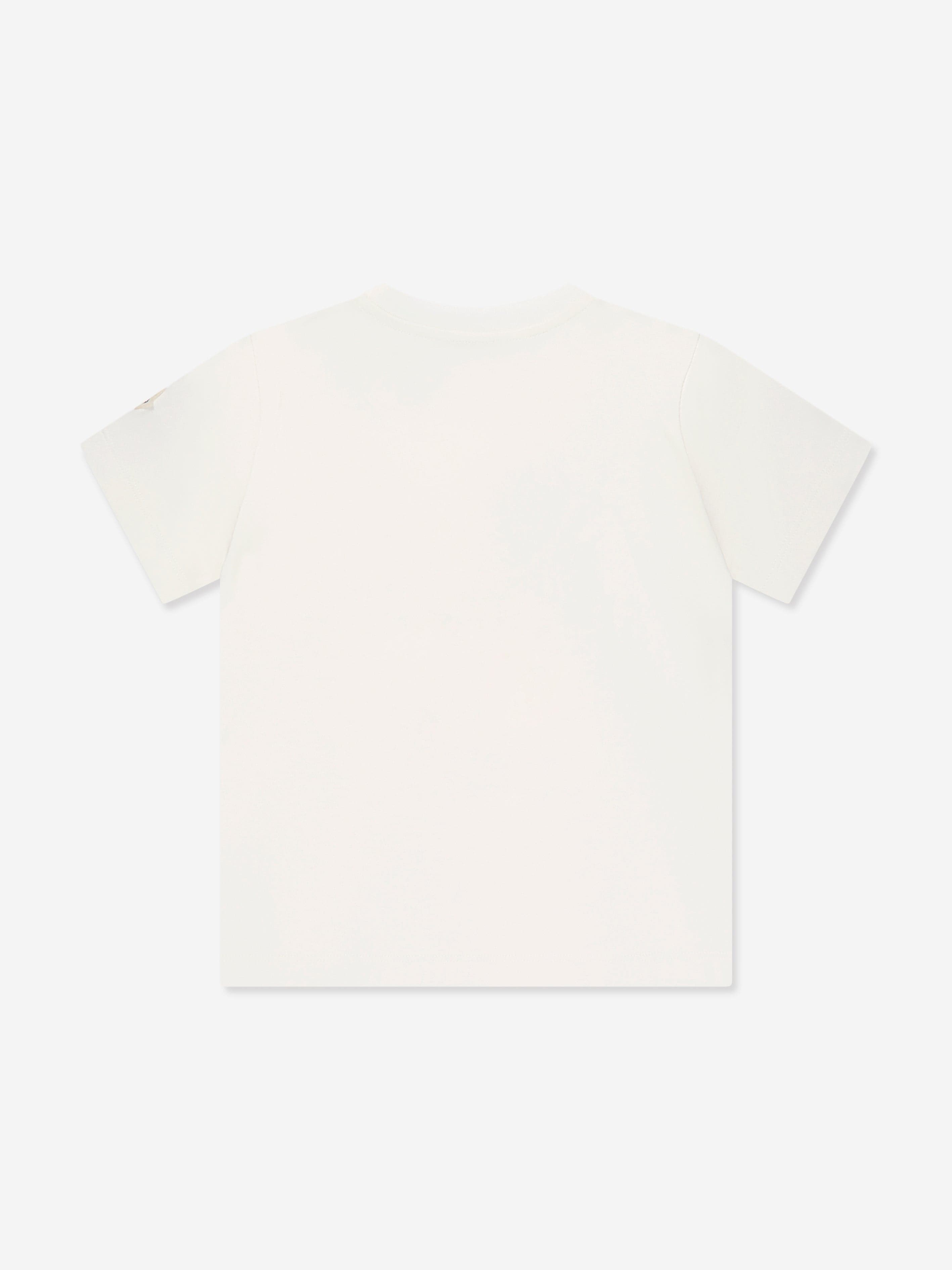 Moncler Enfant Boys Logo T-Shirt in White Outlet Low Pice