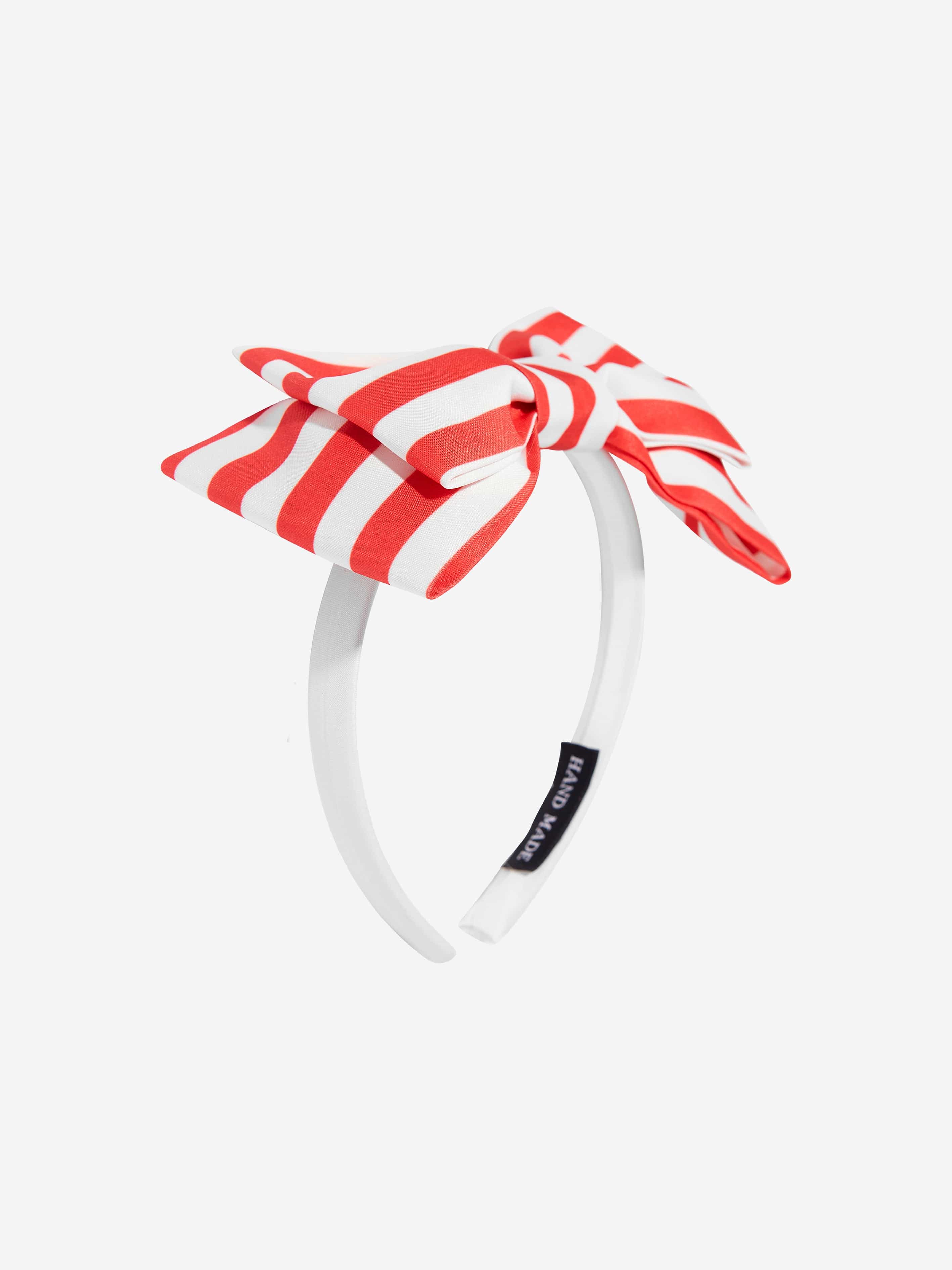 Mama Luma Girls Striped Bow Headband in Red Pay With Visa Sale Online