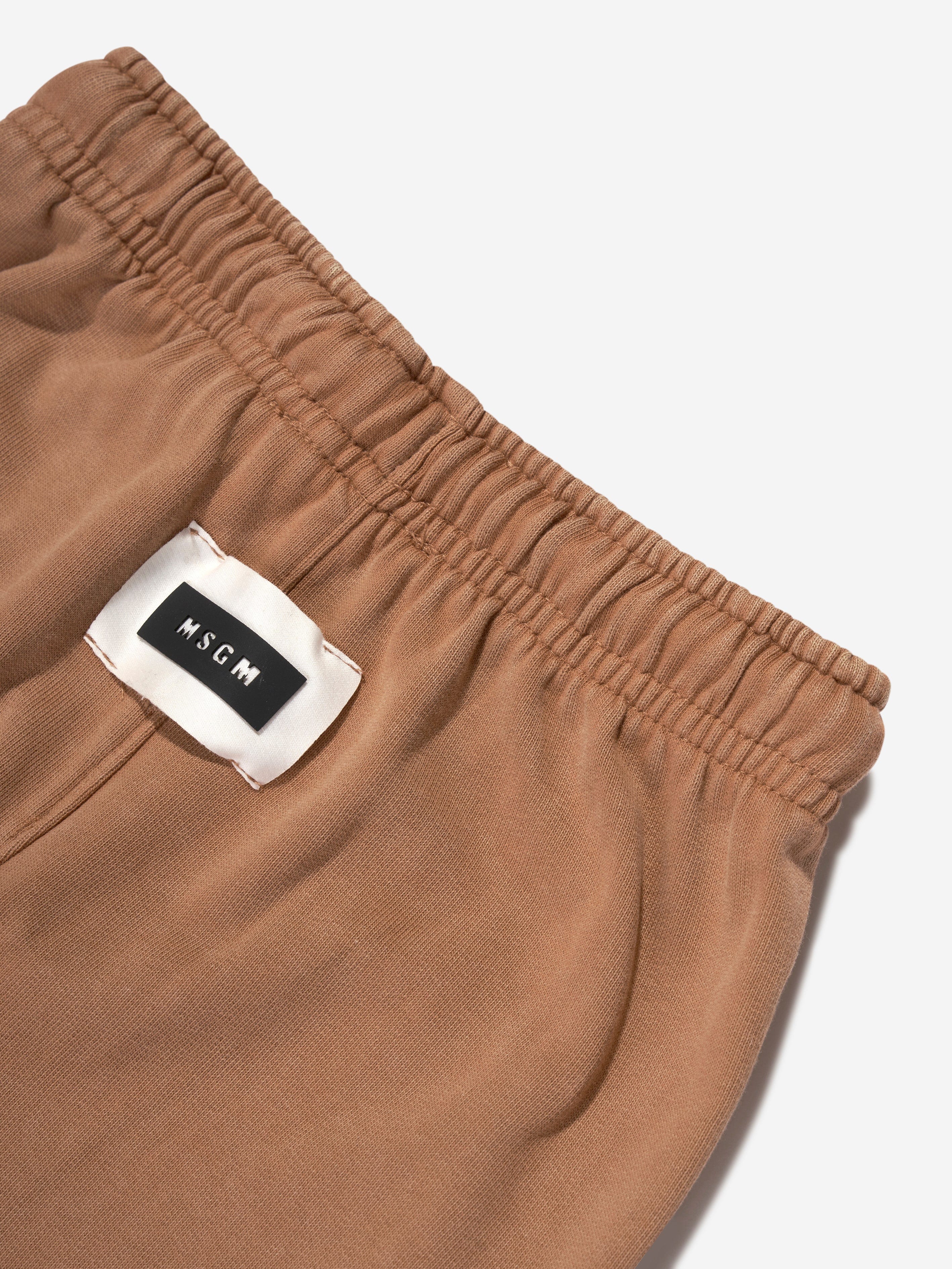 MSGM Kids Branded Joggers in Beige Cheap Sale Lowest Pice