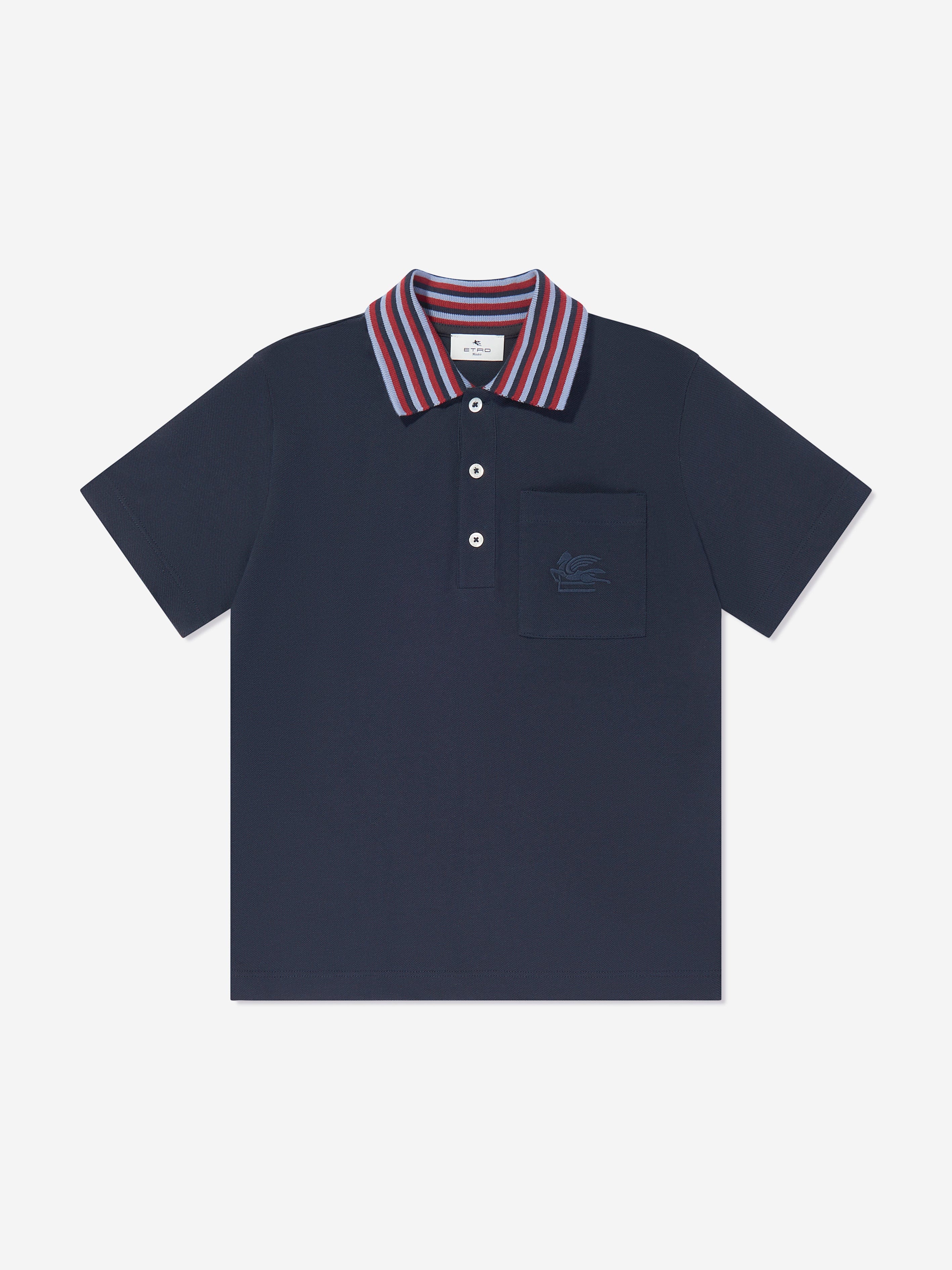 Etro Boys Striped Collar Polo Shirt in Navy Hot Sale Cheap Pice