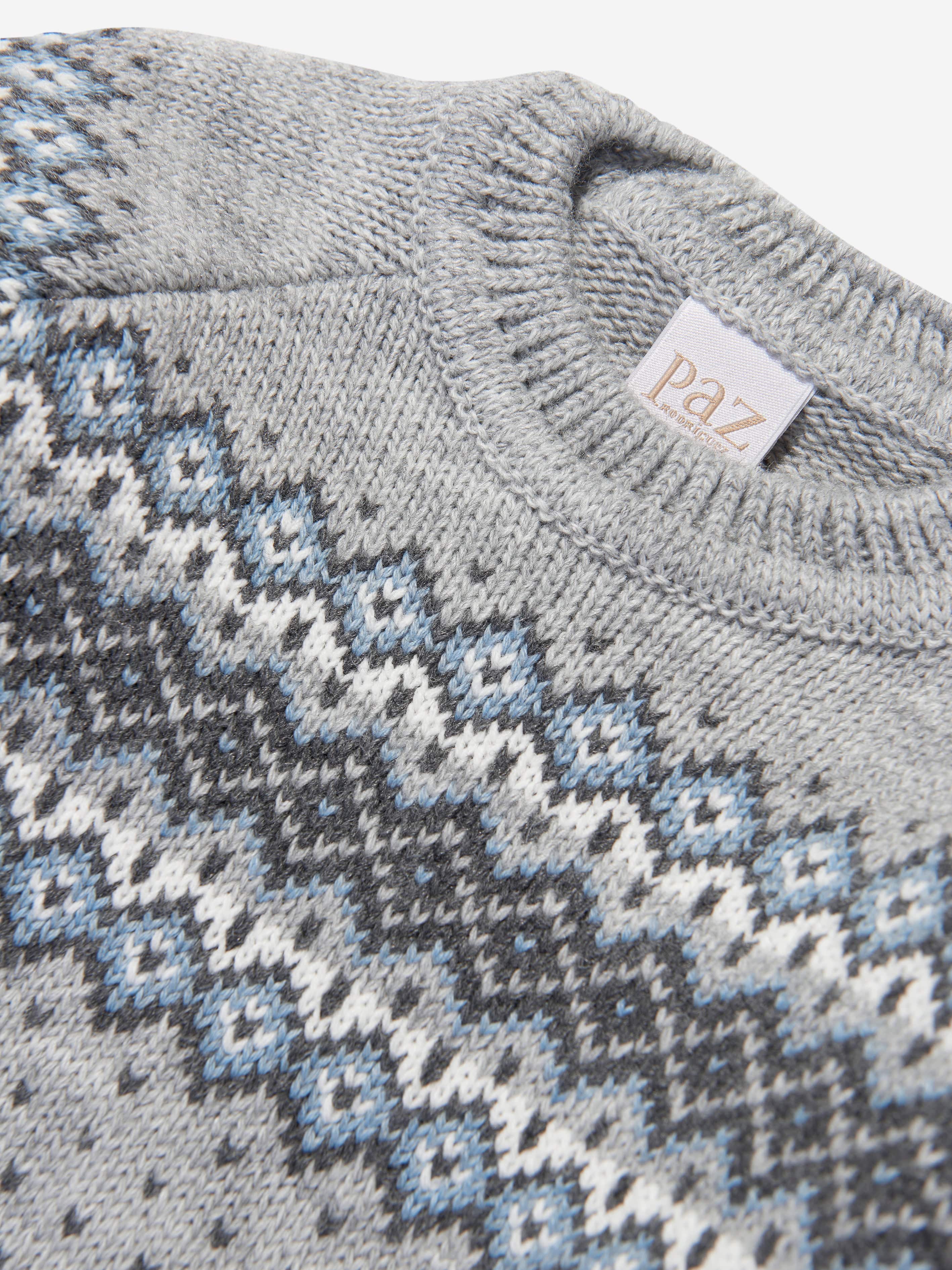 Paz Rodriguez Boys Wool Knitted Jumper in Grey Official Online
