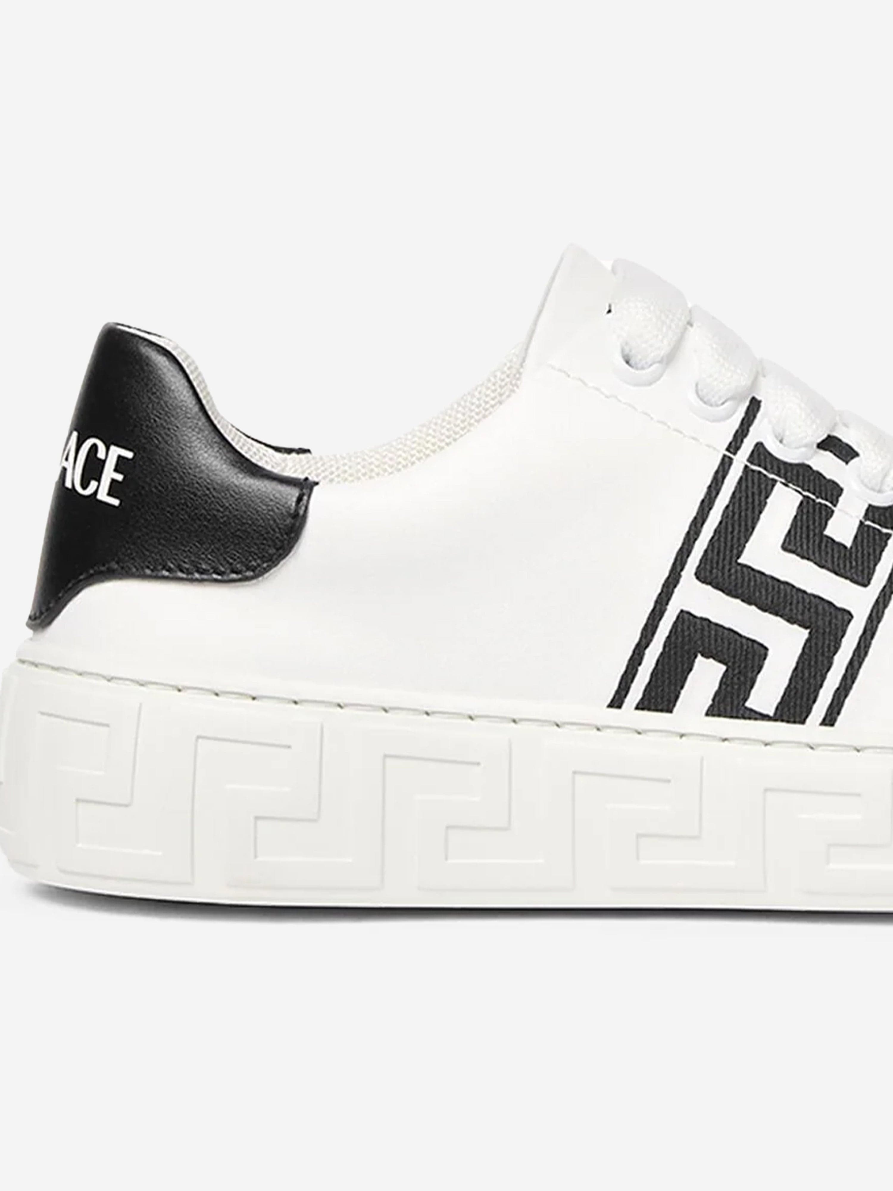 Versace Kids La Greca Low Top Trainers in White Outlet Wiki