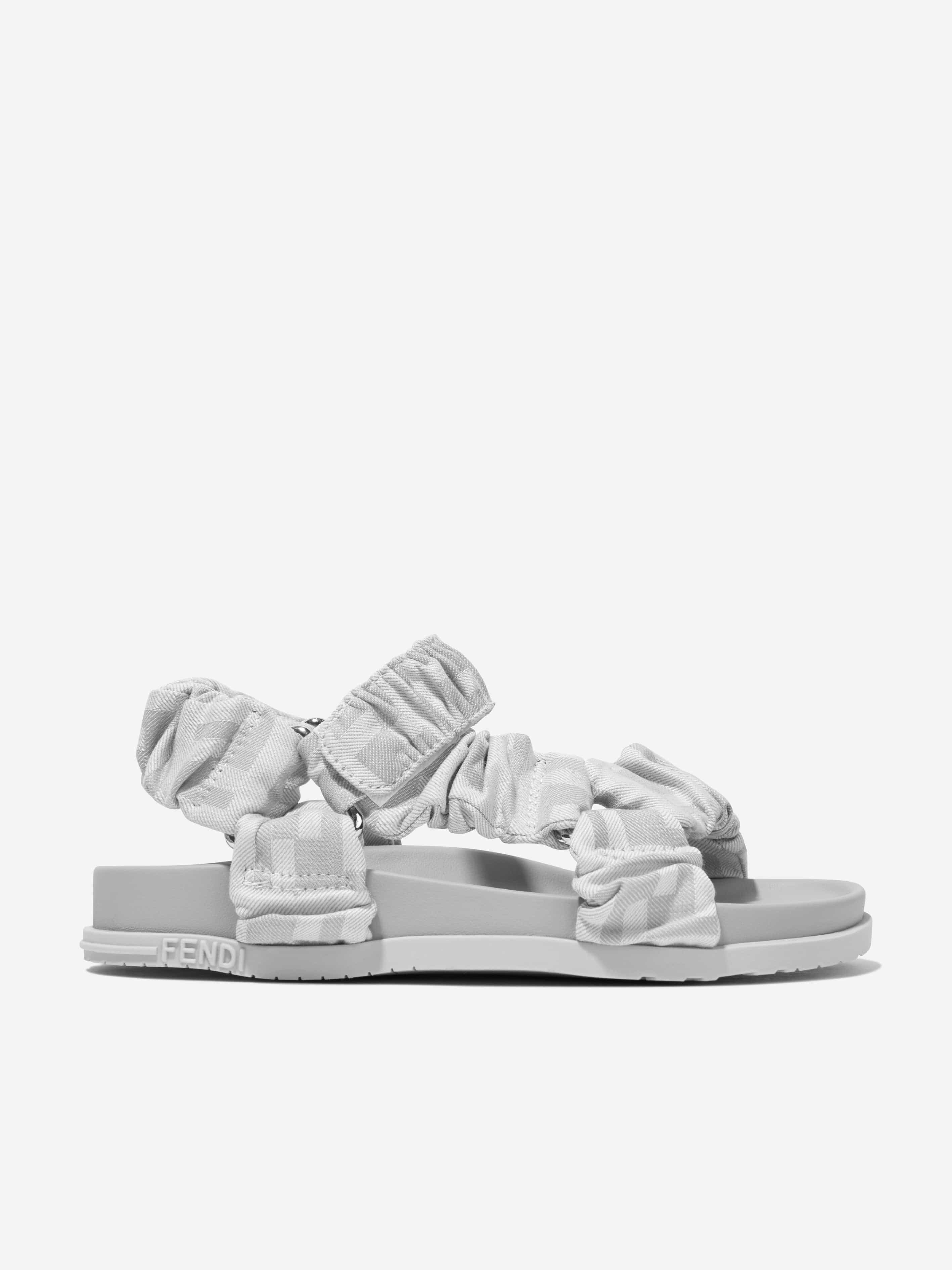 Fendi Kids FF Logo Sandals in Grey Discounts
