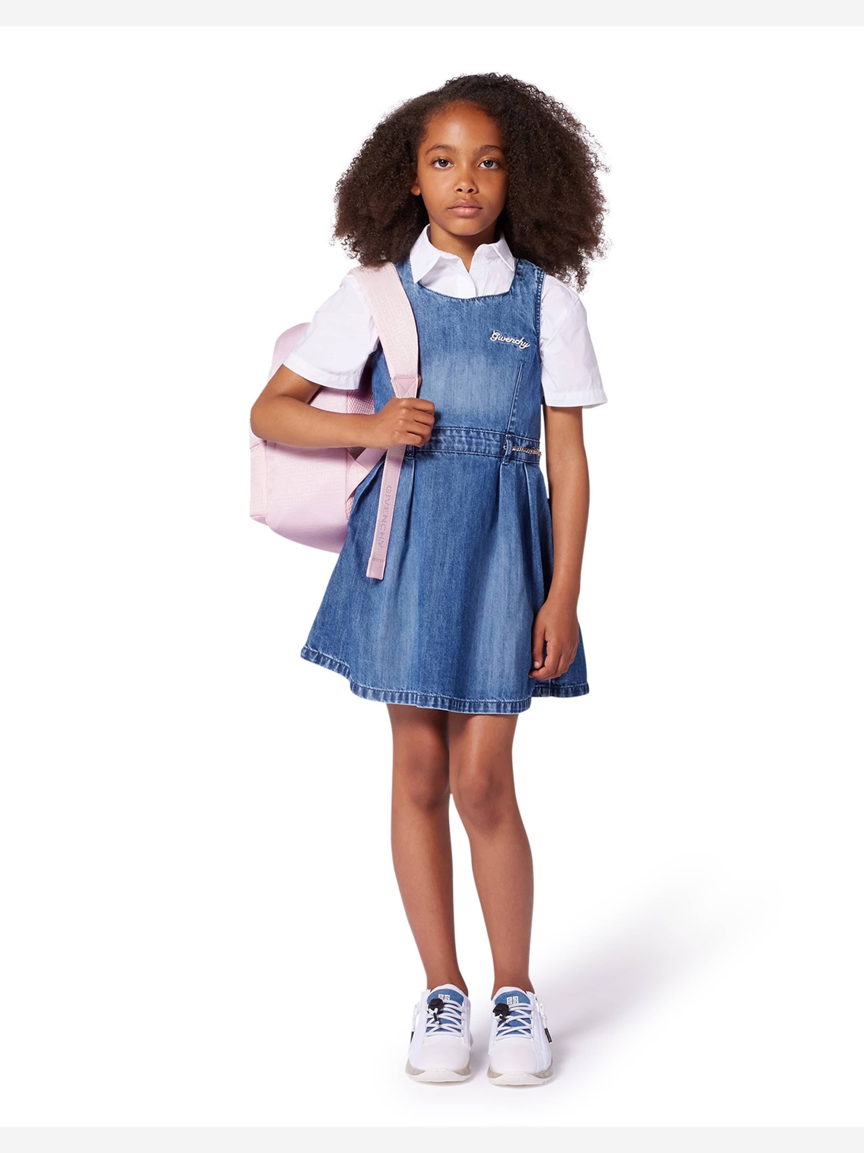 Girls Sleeveless Denim Dress in Blue Sale Cheap Pices