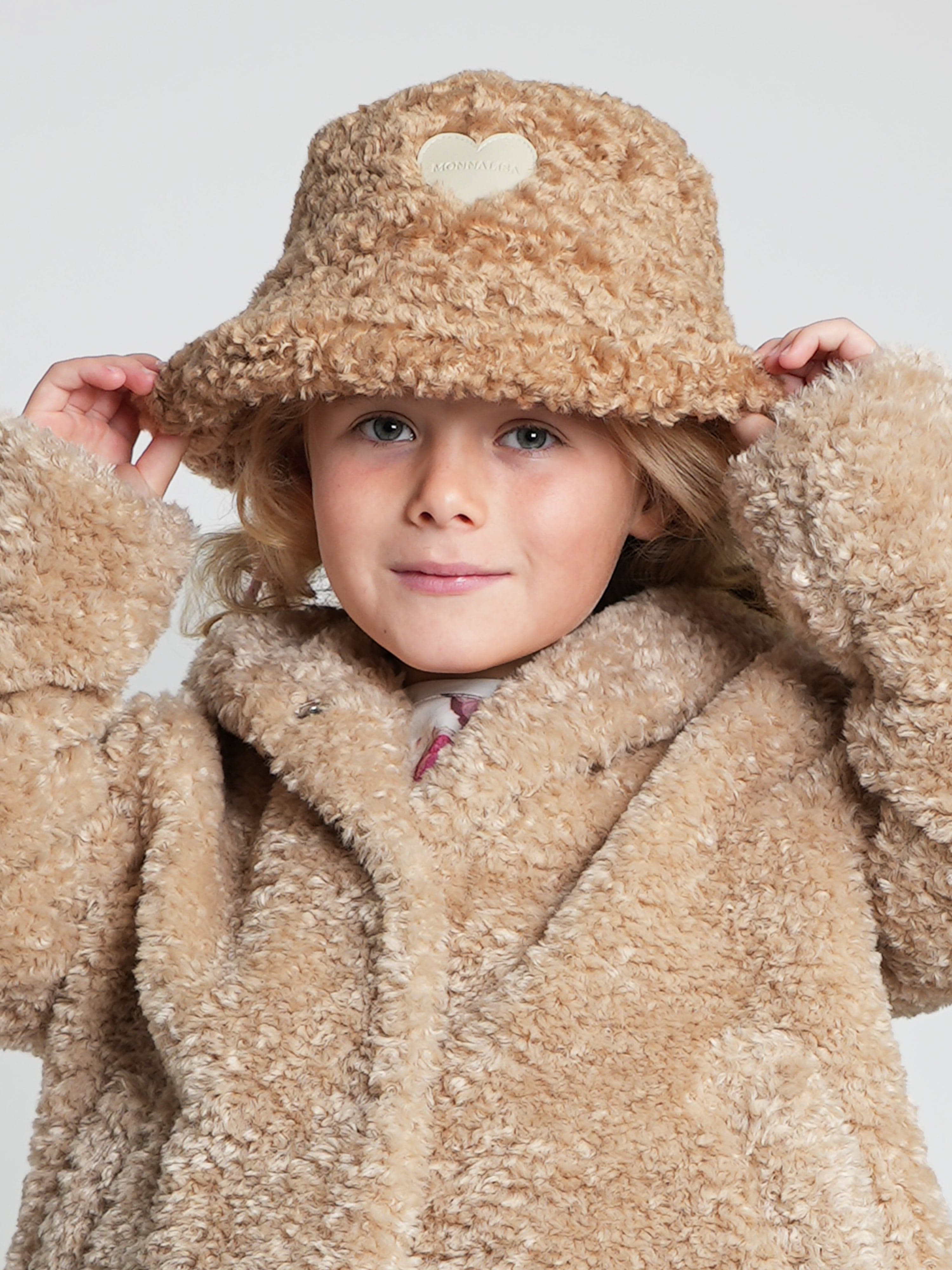 Monnalisa Girls Faux Fur Bucket Hat in Beige Reliable Cheap Online