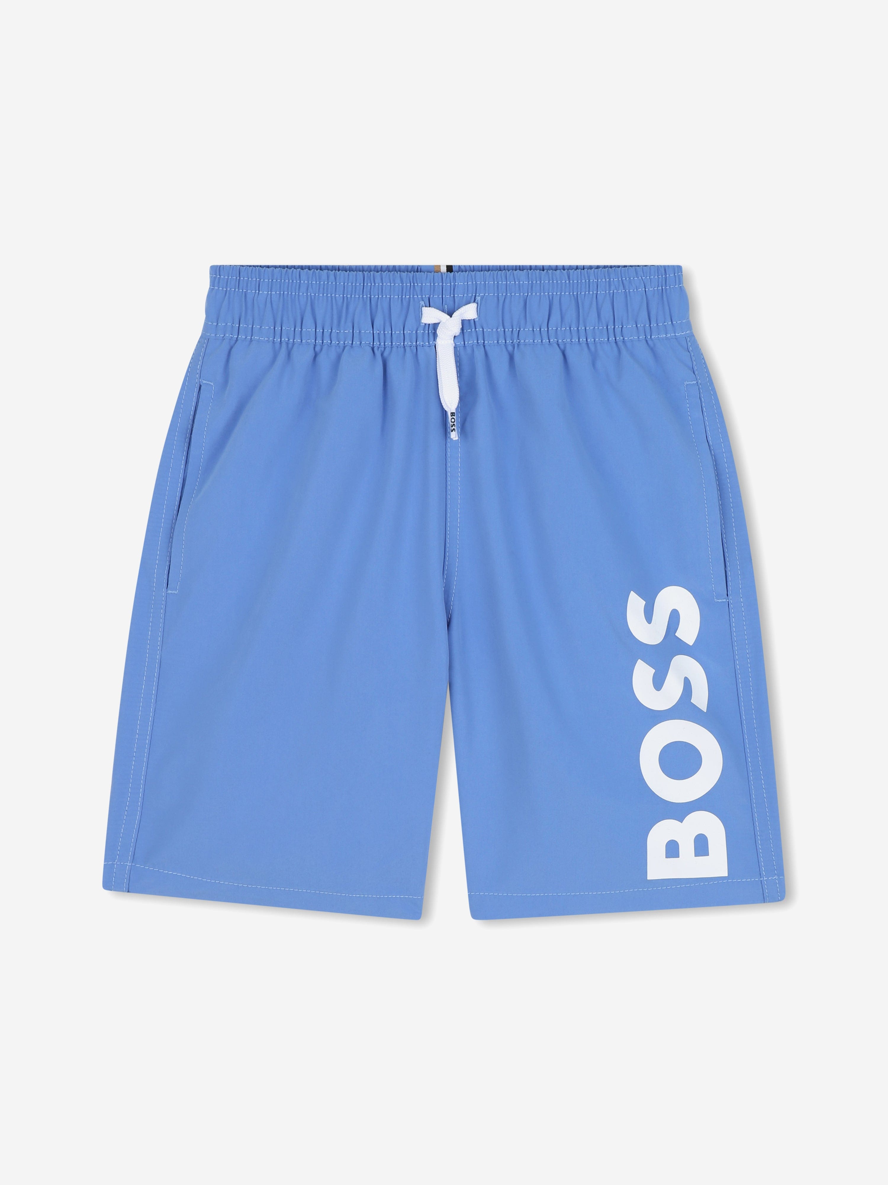 BOSS Boys Logo Print Swim Shorts in Navy Pay With Paypal Cheap Pice