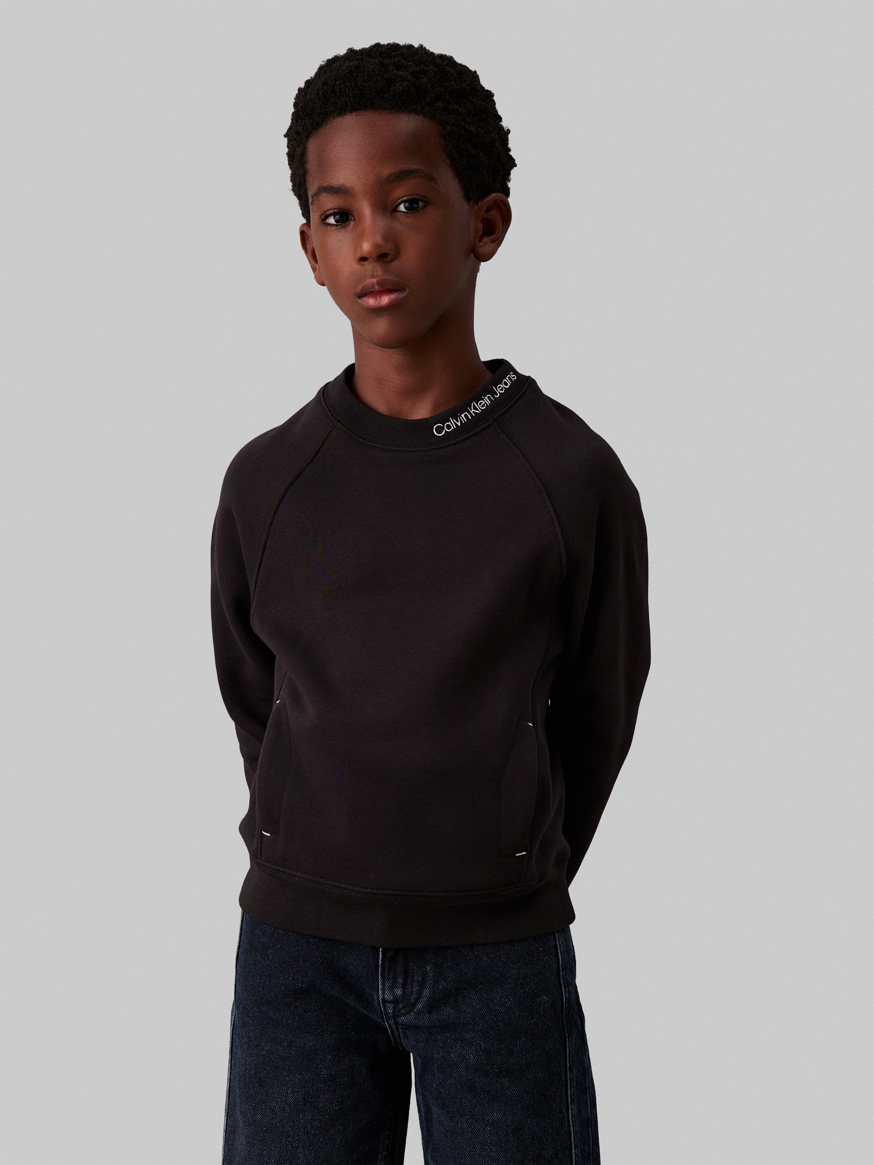 Boys Neck Embroidered Sweatshirt in Black Cheap Pick A Best