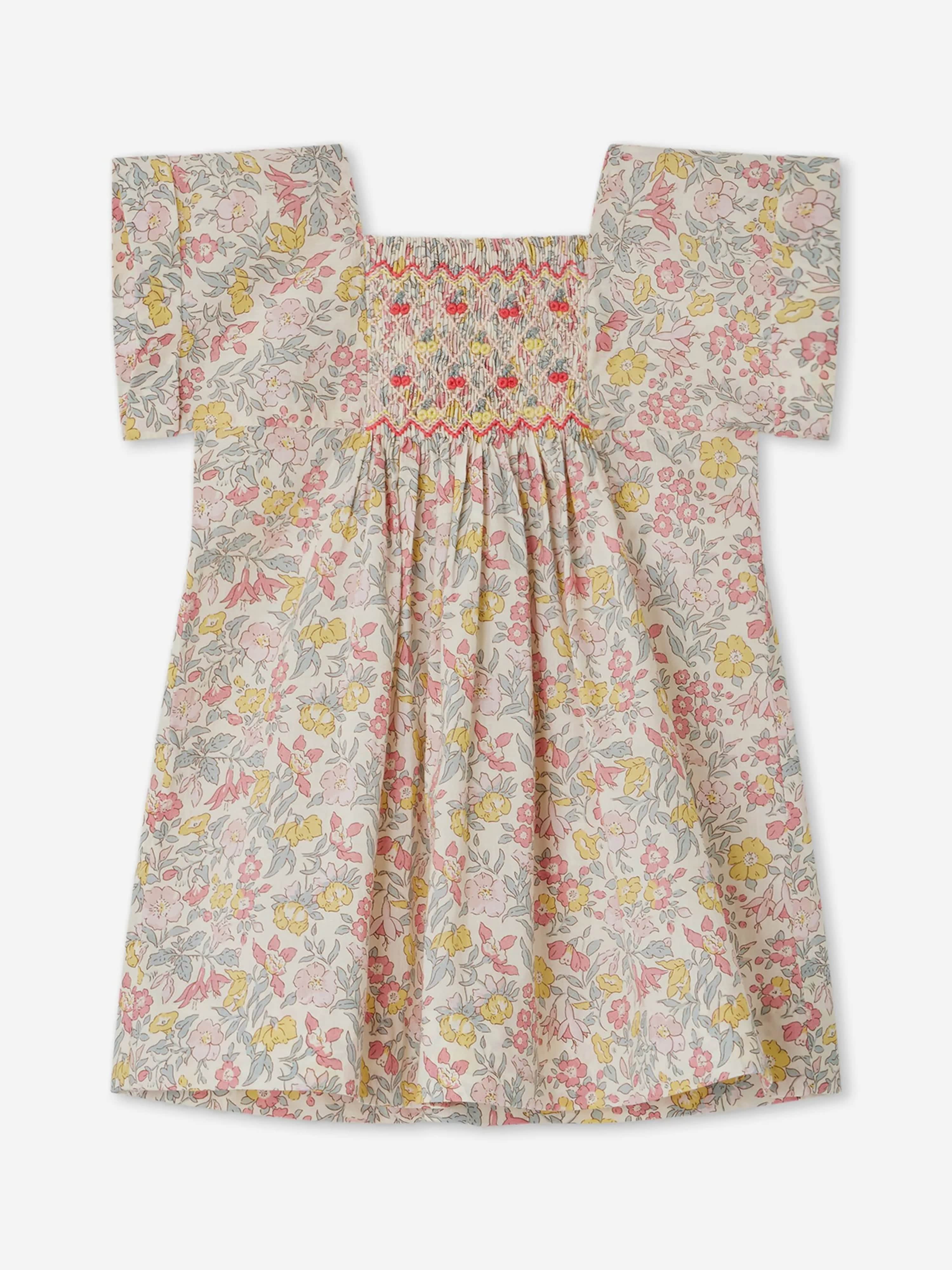 Bonpoint Baby Girls Floral Smocked Pais Dress in Multicolour For Cheap Pice