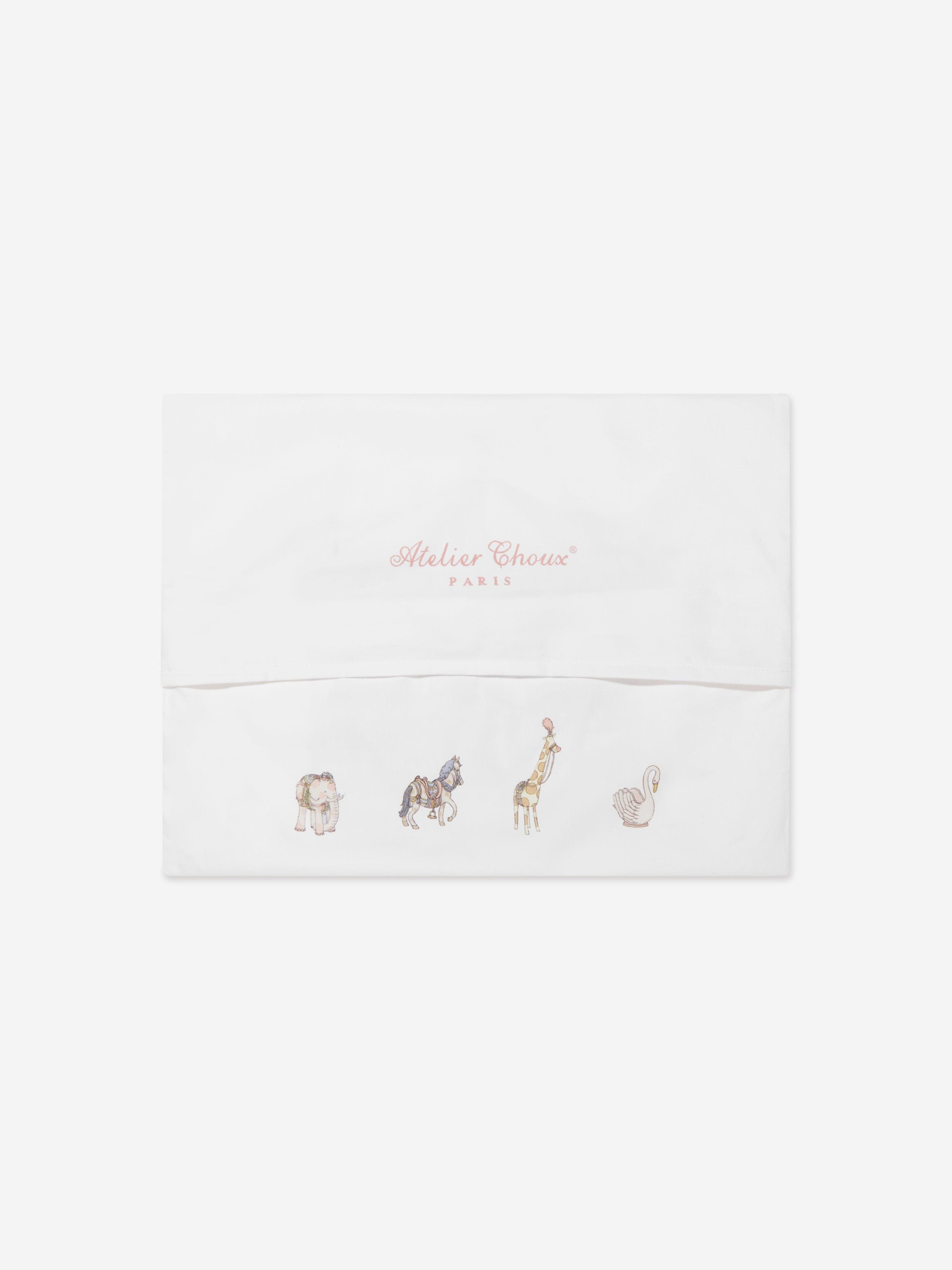 Atelier Choux Boys Carousel Satin Cushion in Blue Shipping Discount Authentic