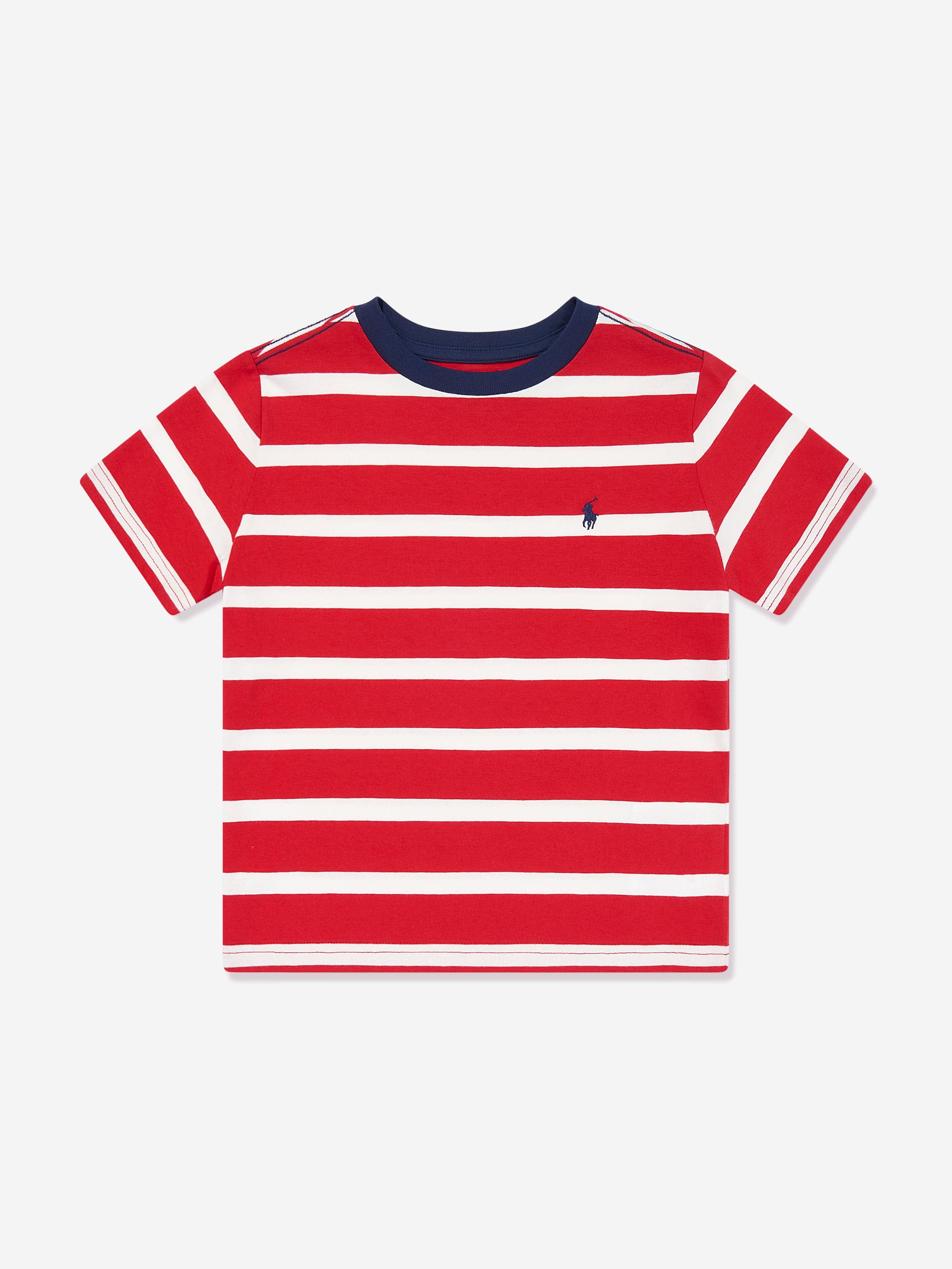 Boys Striped Logo T-Shirt in Red Buy Cheap Fake