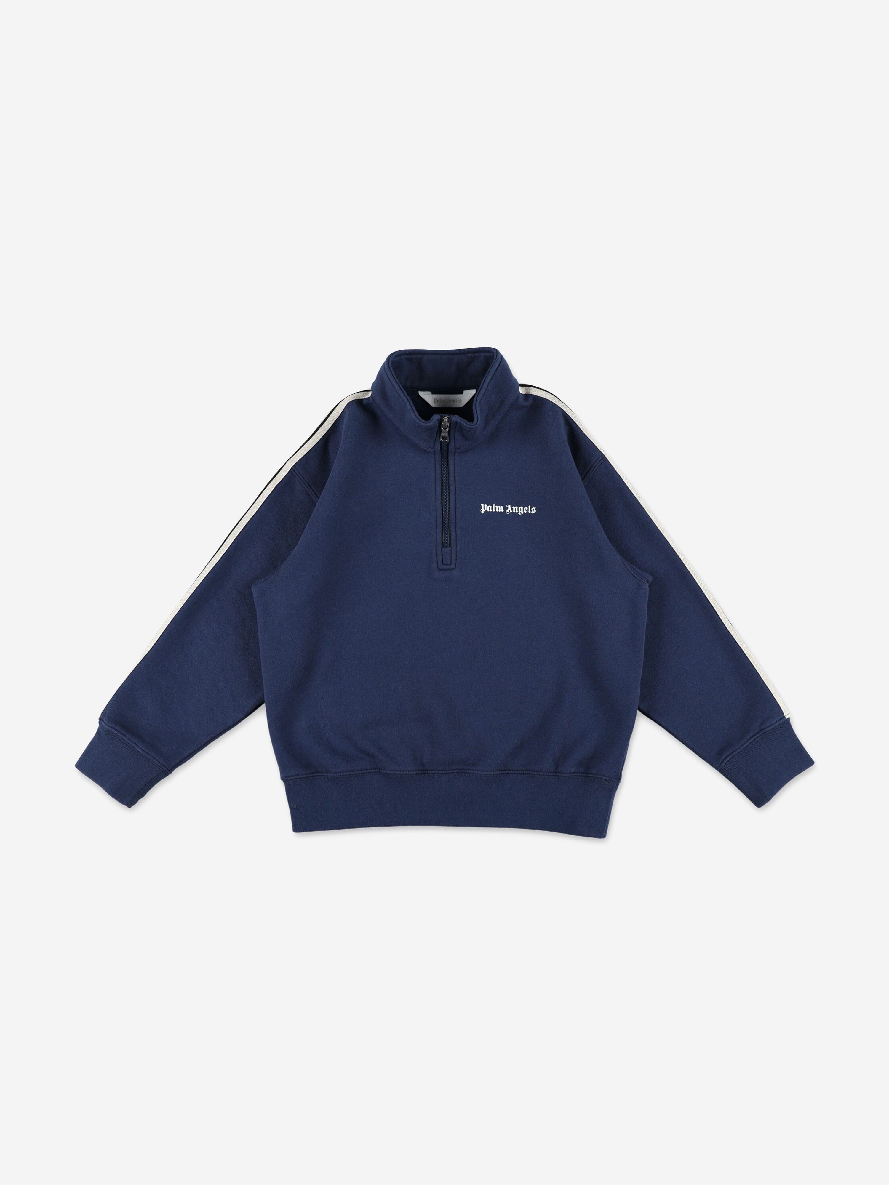 Palm Angels Boys Track HalF Zip Sweatshirt in Blue Buy Cheap Very Cheap