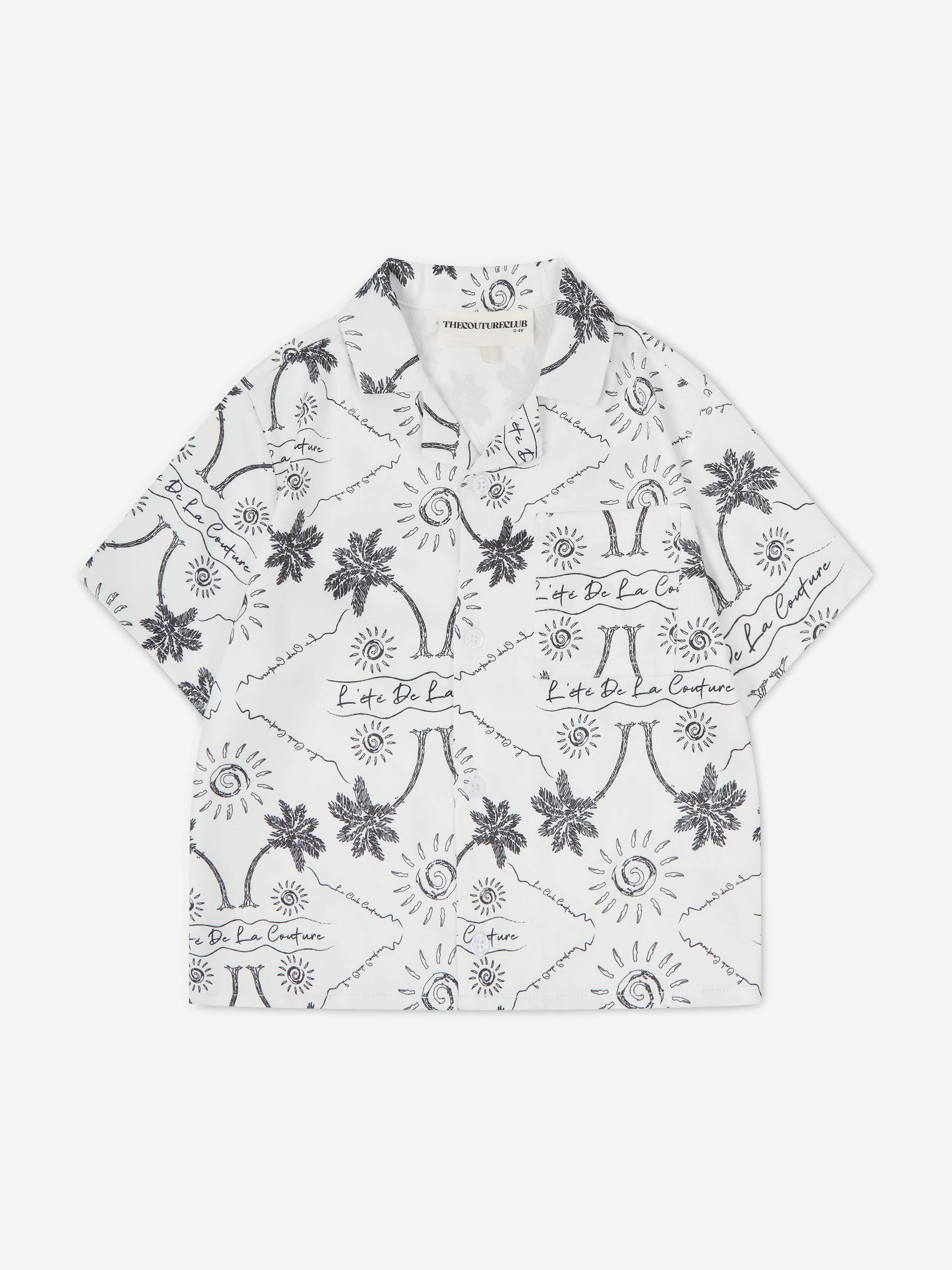 The Couture Club Kids Palm Print Embroidered Shirt in White Sale Fast Delivery